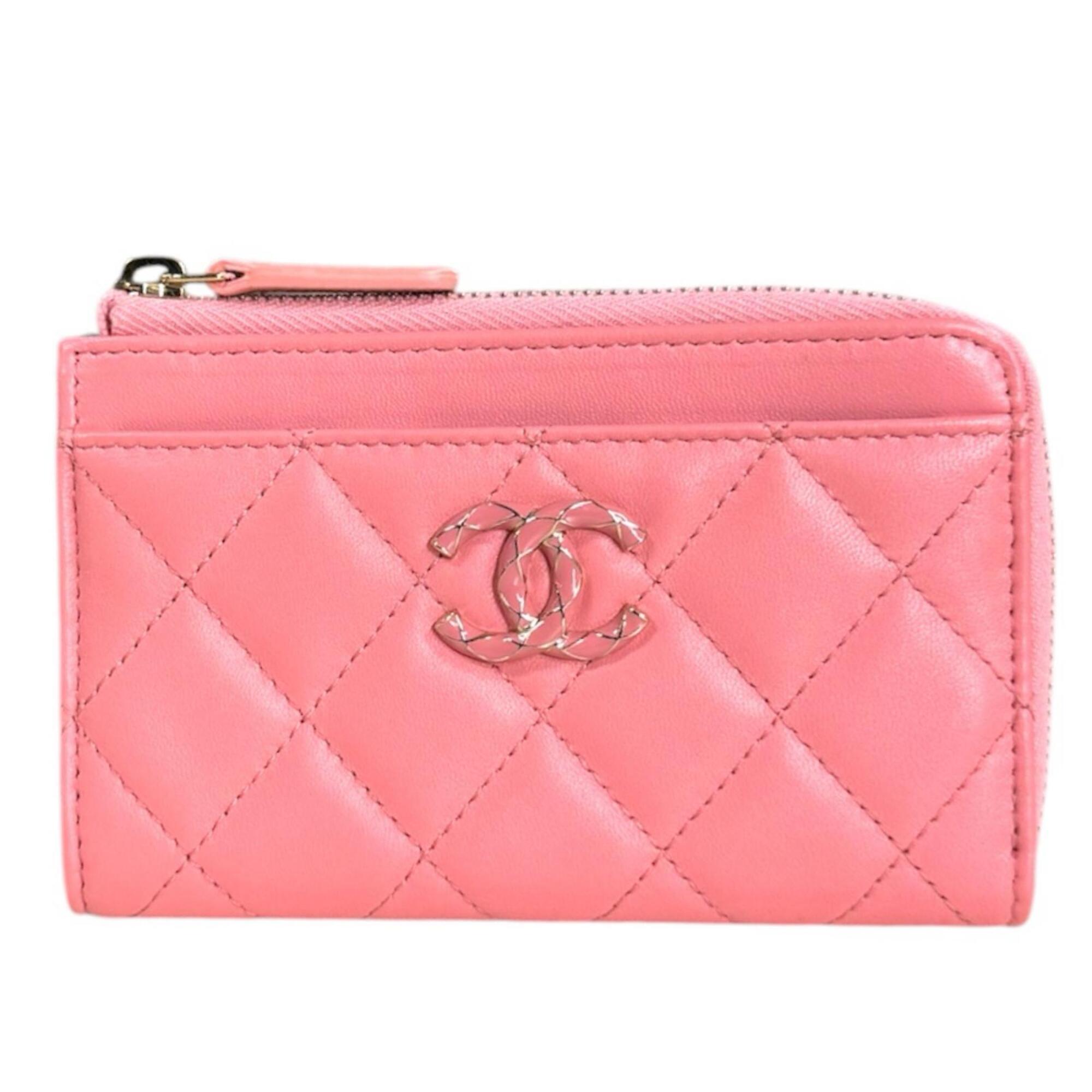 Chanel Matelasse Pink Leather Coin Purse/Coin Case (Pre-Owned)