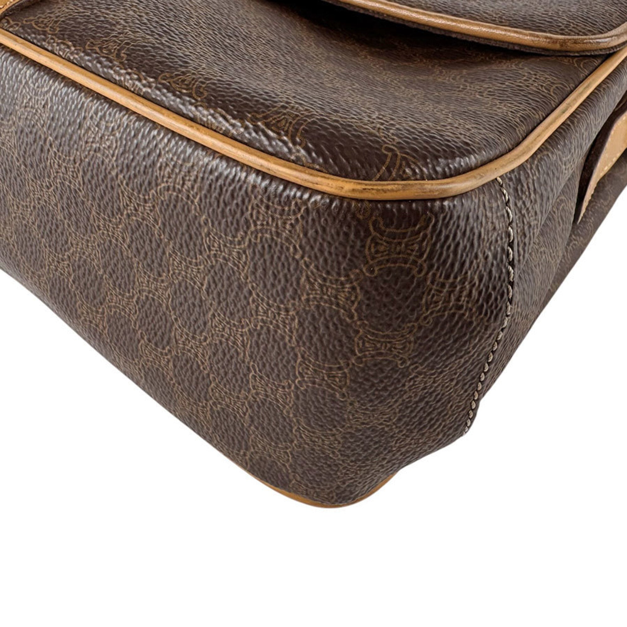 Celine Brown Coated Canvas Shoulder Bag (Pre-Owned)