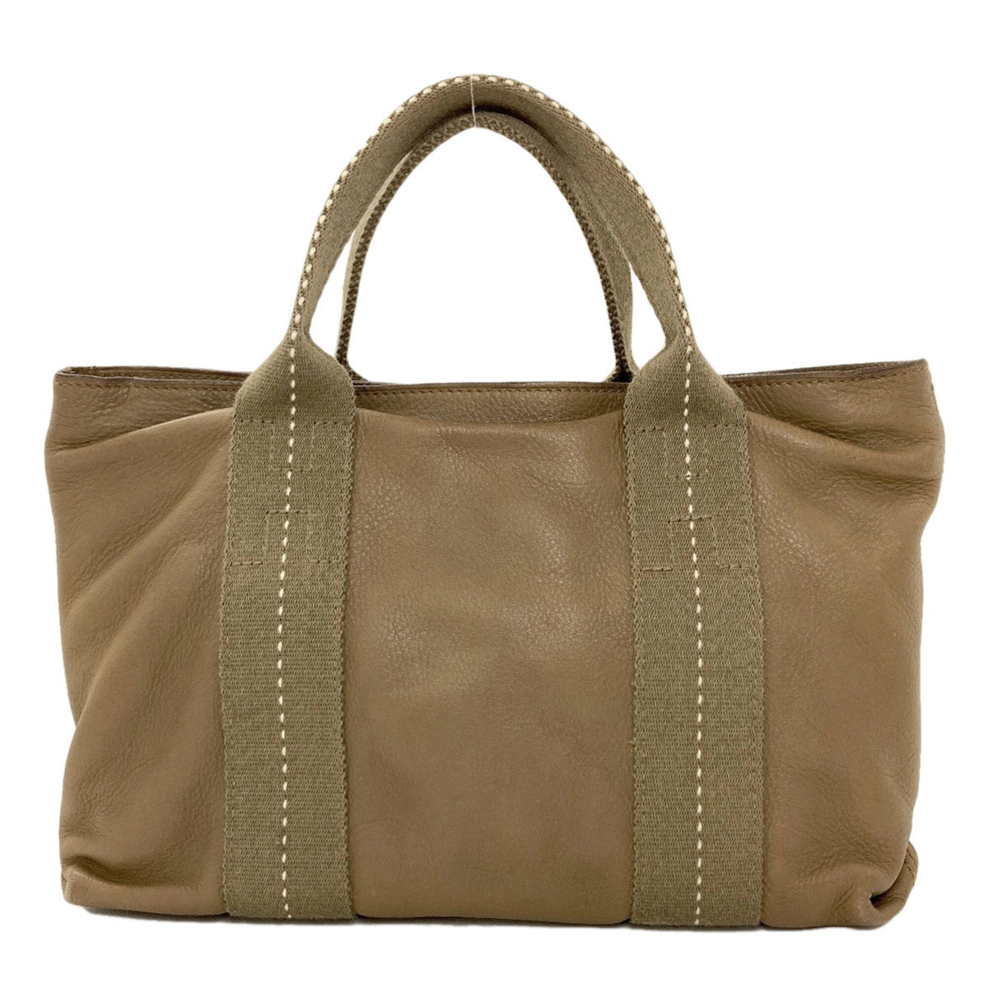 Hermes Caravan Horizontal Khaki Canvas Veau Derma Handbag (Pre-Owned)