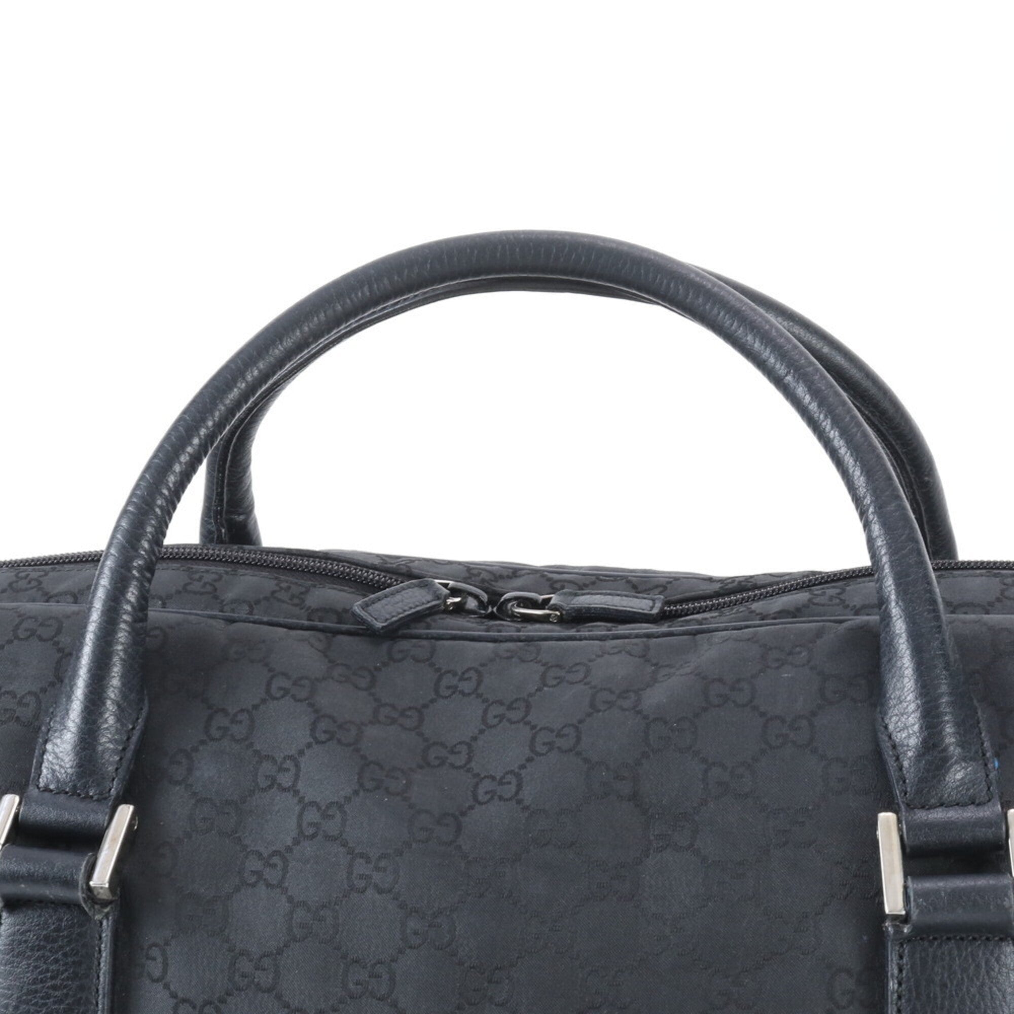 Gucci Black Nylon Leather Handbag Tote Bag (Pre-Owned)