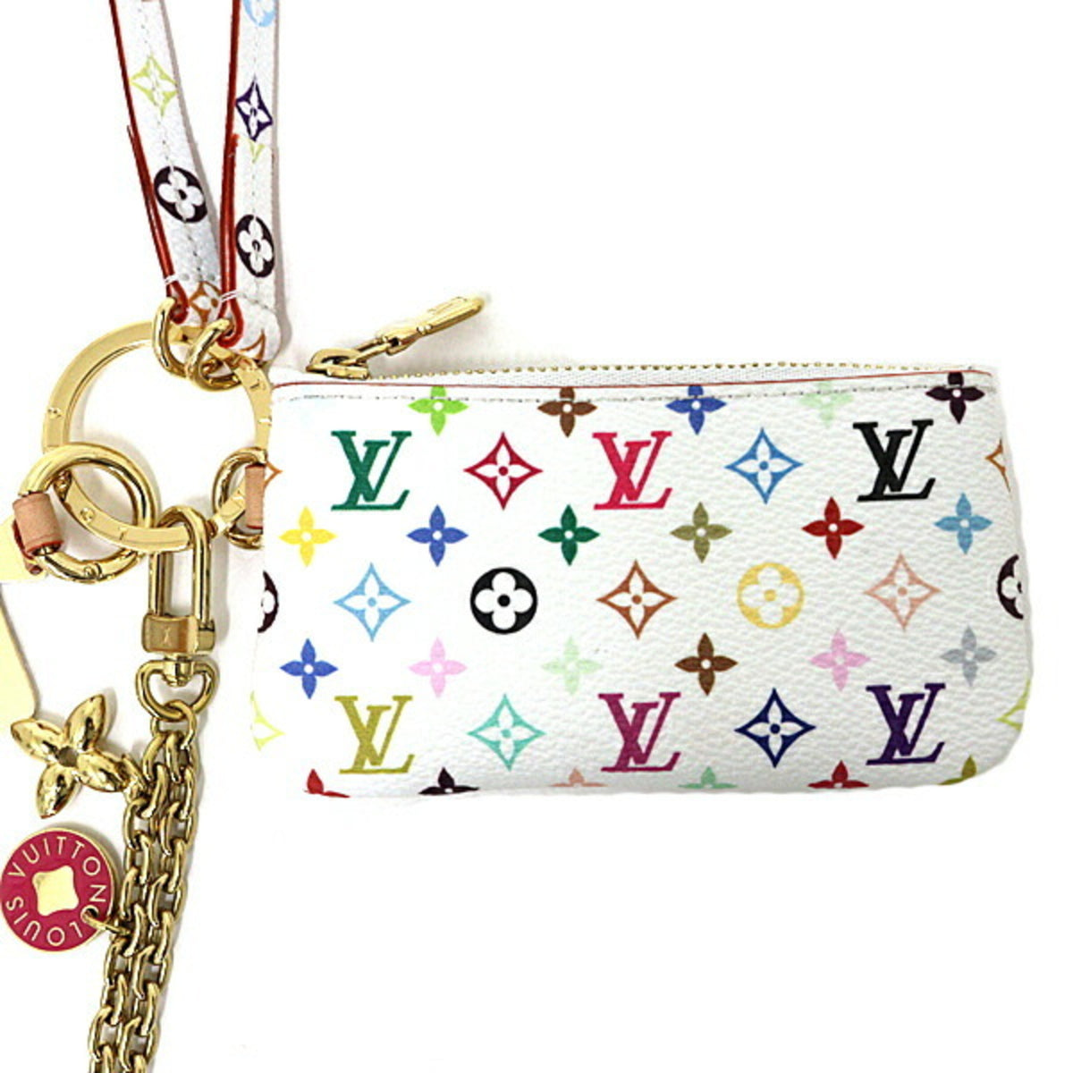 Louis Vuitton Multi-Color White Monogram Canvas Leather Pouch (Pre-Owned)