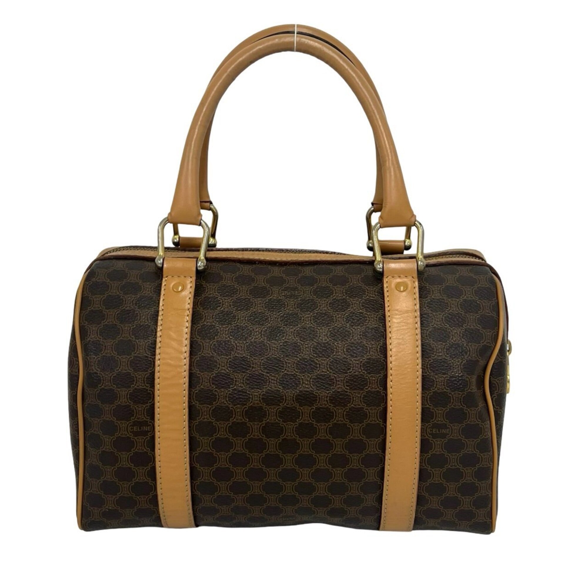 Celine Brown Leather Pvc Boston Bag Handbag (Pre-Owned)