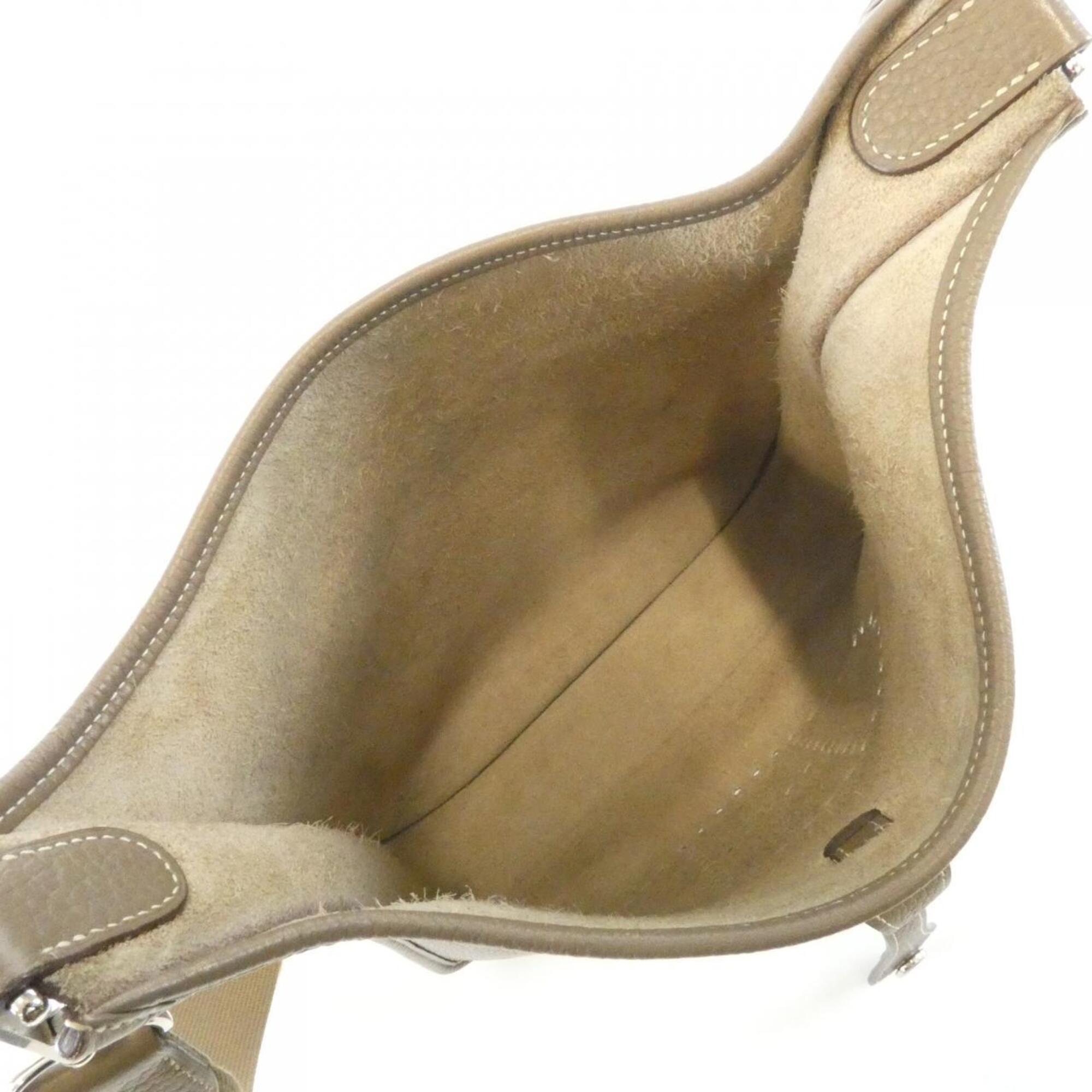 Hermes Etoupe Gray Taurillon Clemence Leather Shoulder Bag (Pre-Owned)