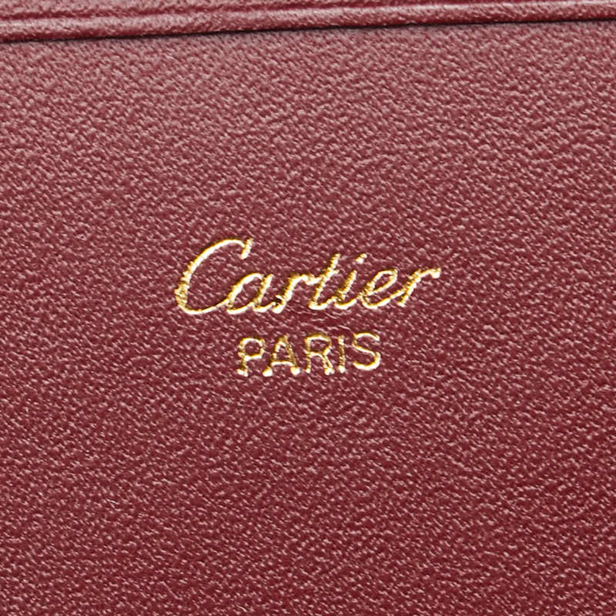 Cartier Wine Red Leather Long Wallet (Tri-Fold) (Pre-Owned)