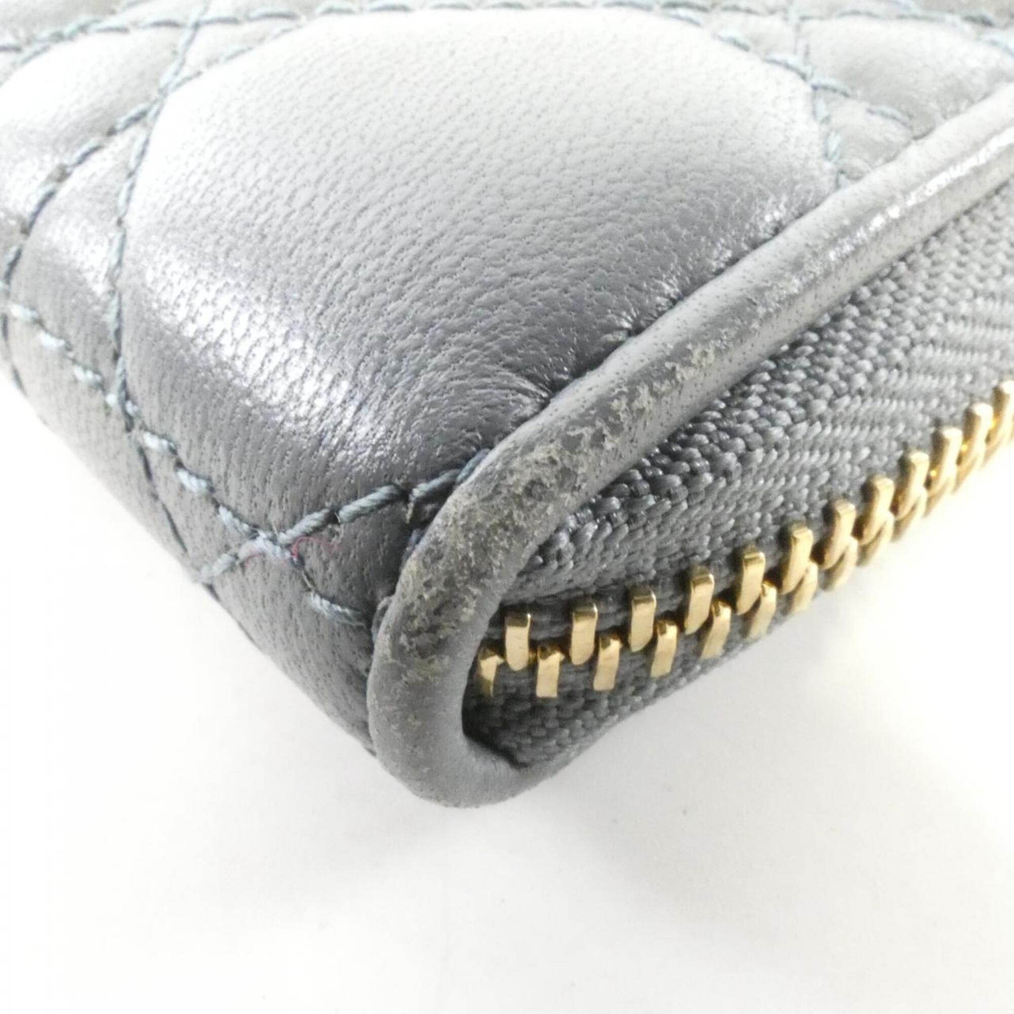 Christian Dior Dark Blue Leather Long Wallet (Bi-Fold) (Pre-Owned)