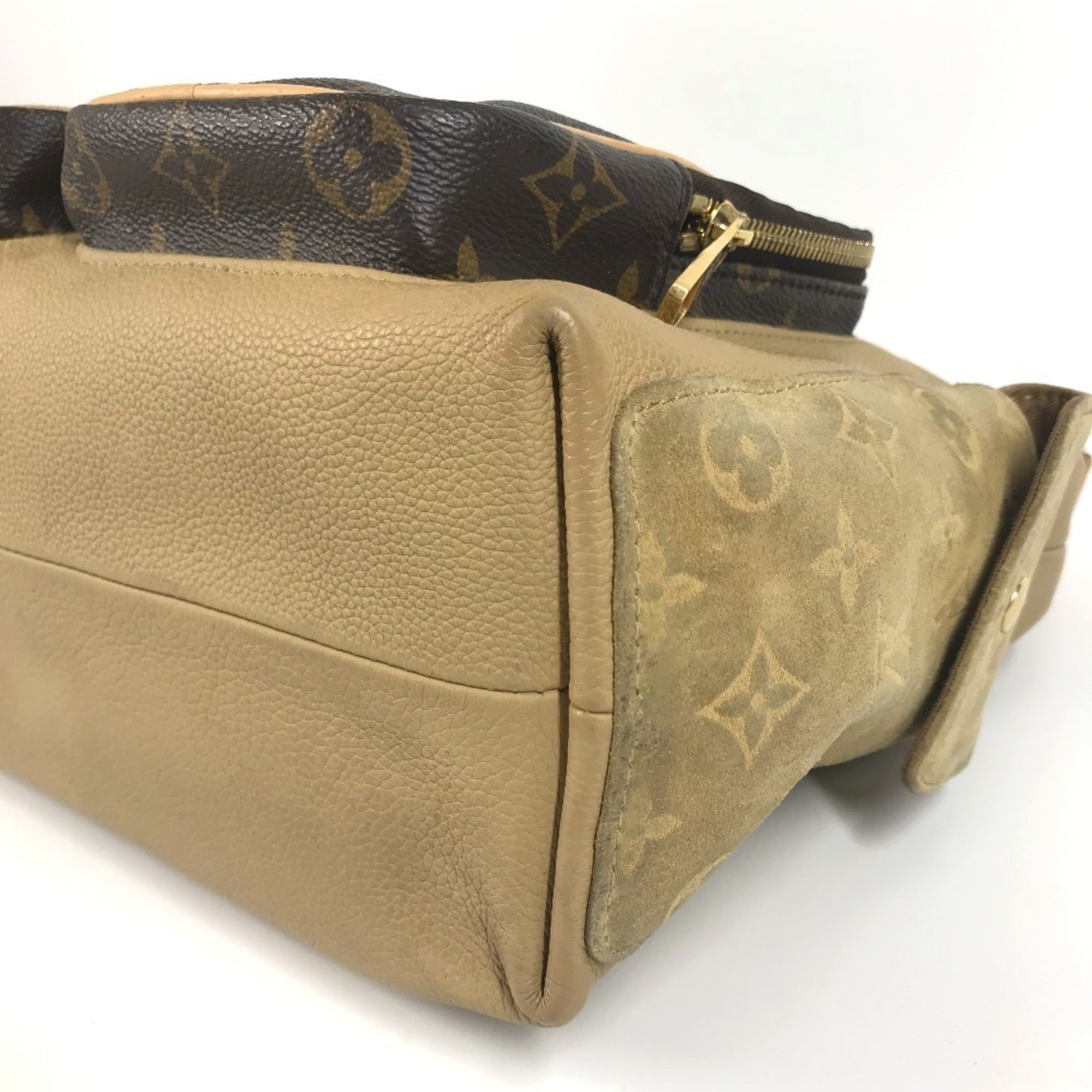 Louis Vuitton Beige Brown Monogram Canvas Leather Shoulder Bag (Pre-Owned)