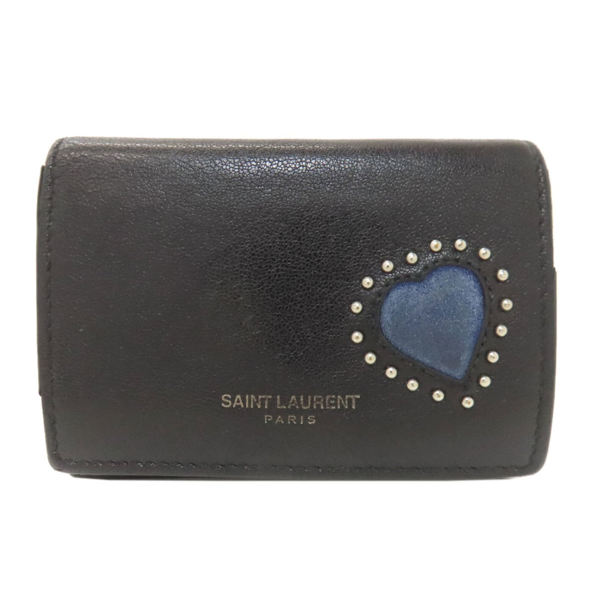 Yves Saint Laurent Black Blue Wallet (Tri-Fold) (Pre-Owned)
