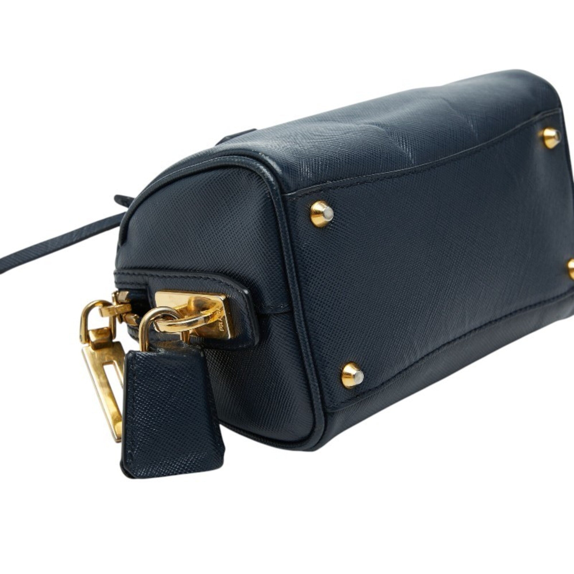 Prada Navy Leather Handbag Shoulder Bag (Pre-Owned)