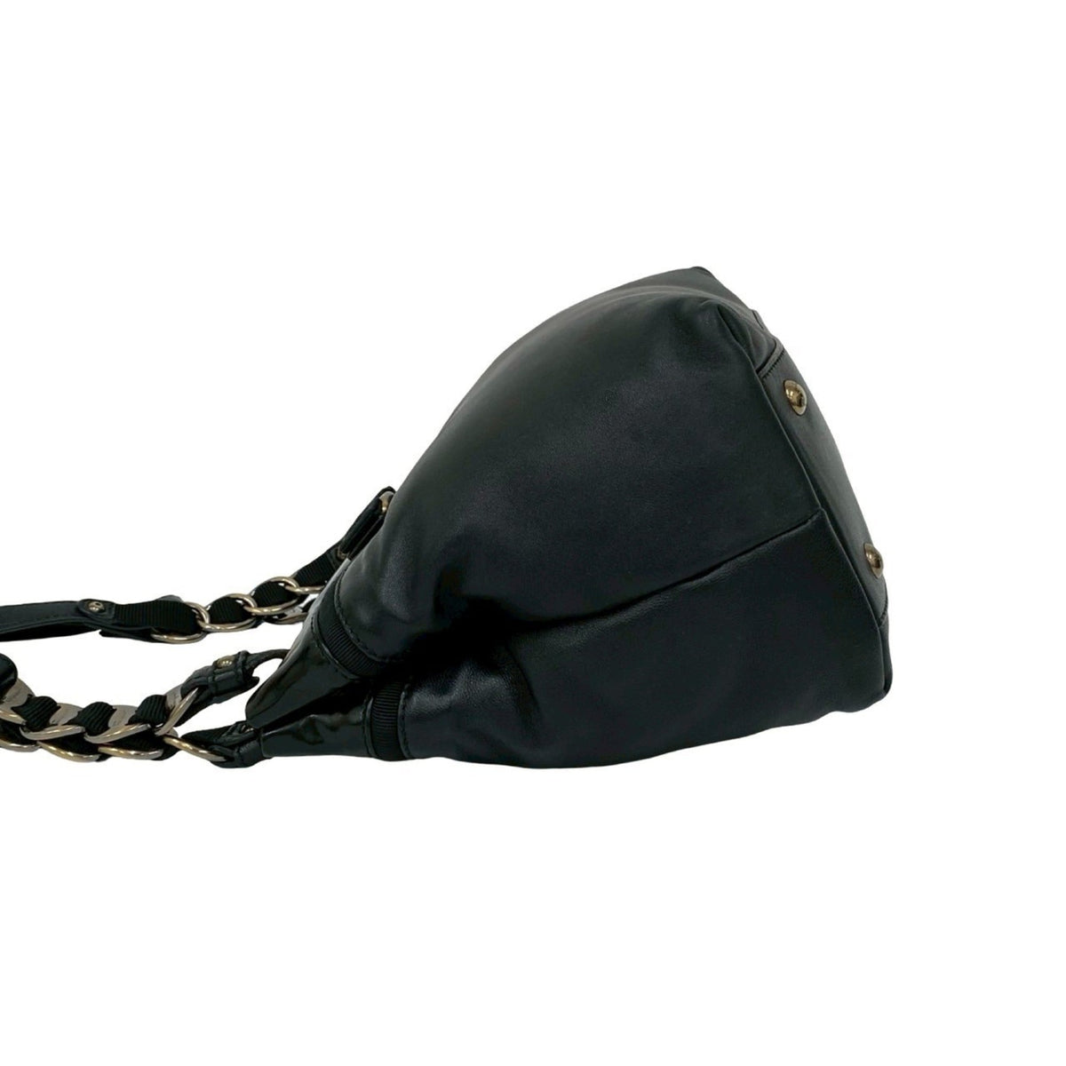 Salvatore Ferragamo Black Patent Leather Leather Shoulder Bag Tote Bag (Pre-Owned)