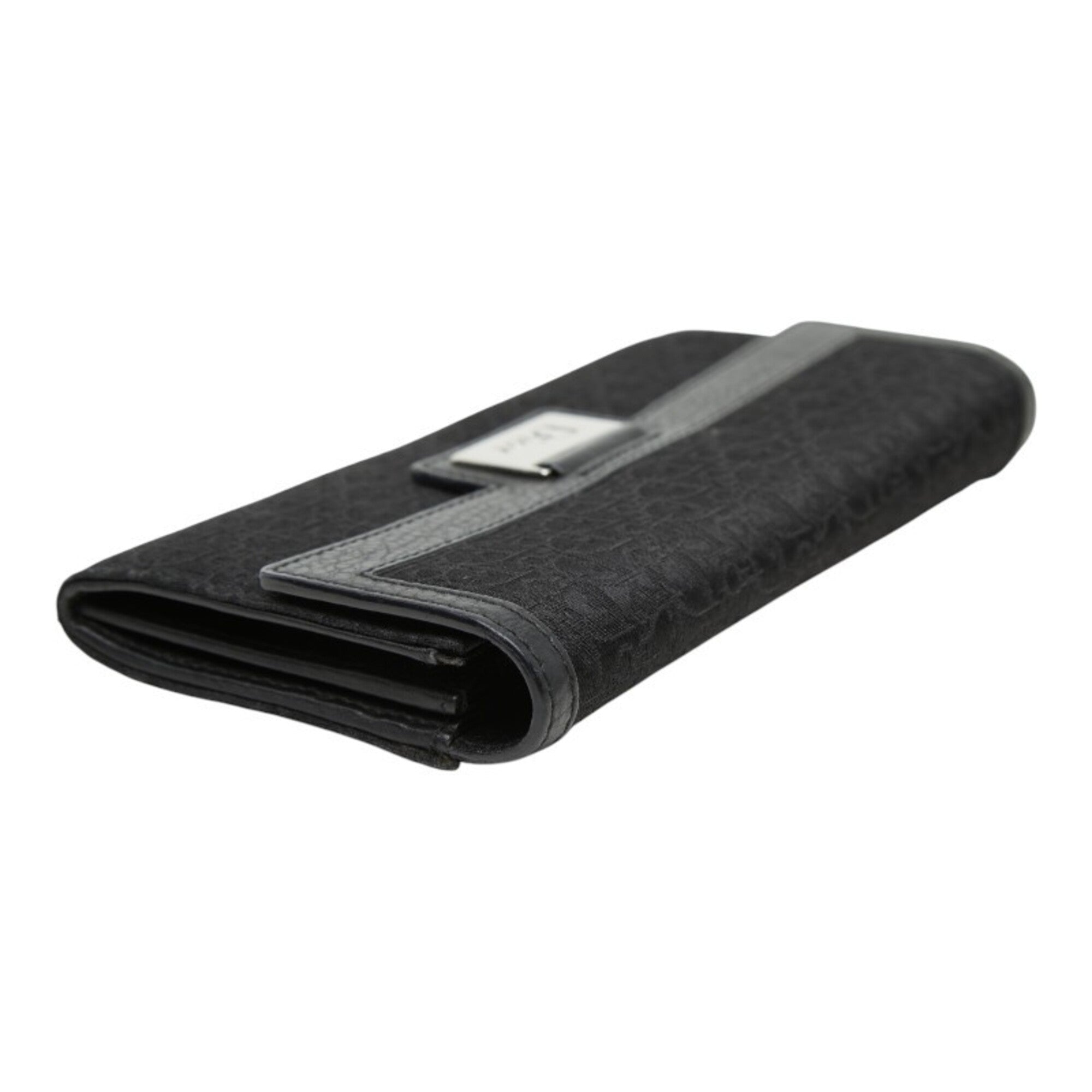 Christian Dior Black Canvas Leather Long Wallet (Bi-Fold) (Pre-Owned)
