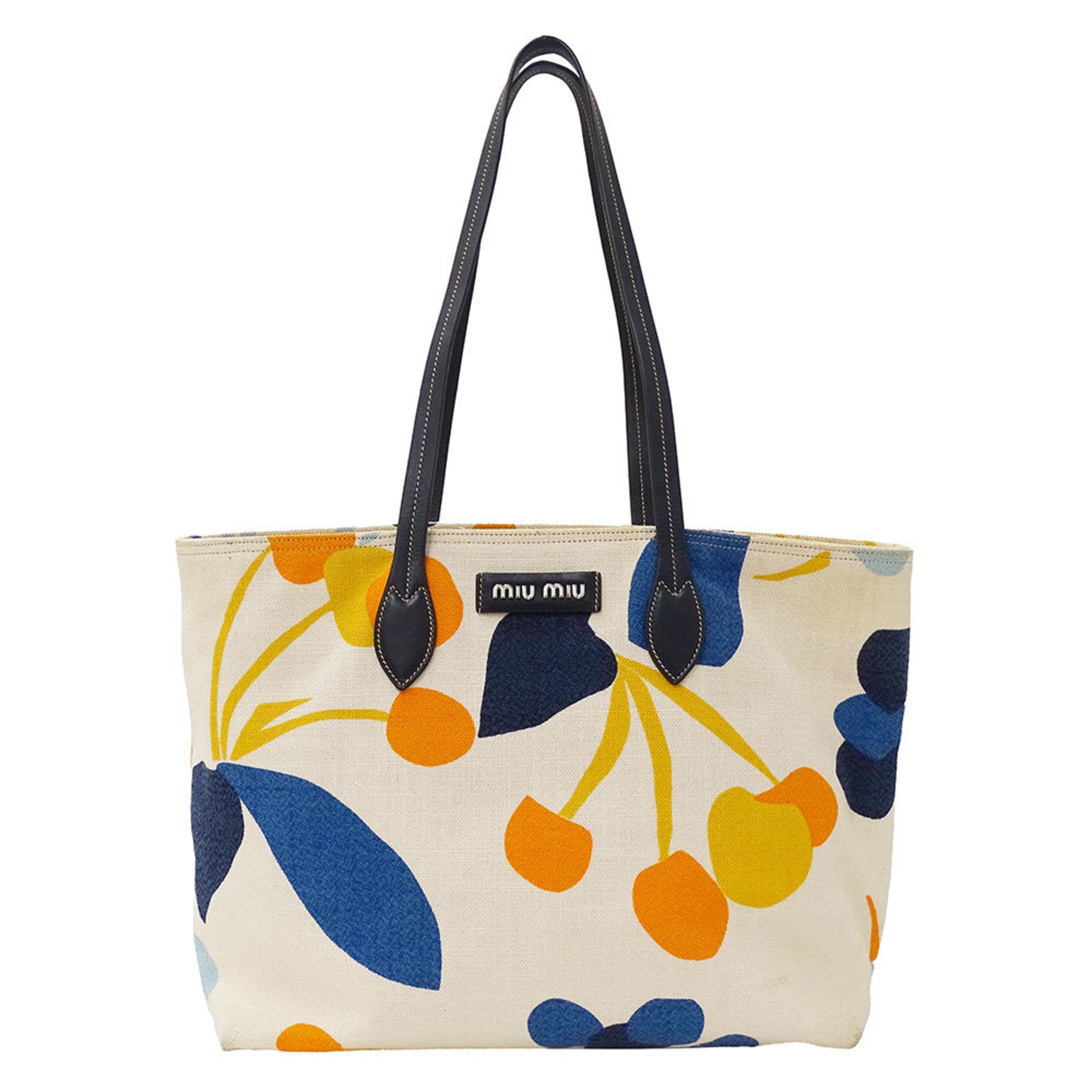 Miu Miu Multi-Color Orange Canvas Tote Bag (Pre-Owned)