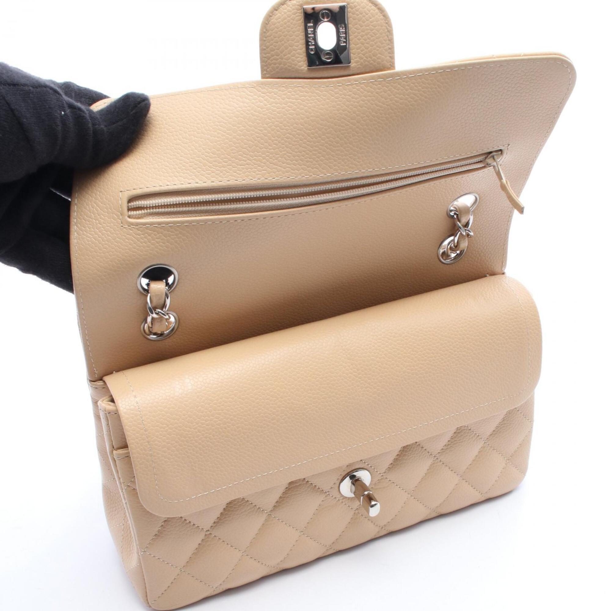 Chanel Beige Grained Calfskin Handbag Shoulder Bag (Pre-Owned)