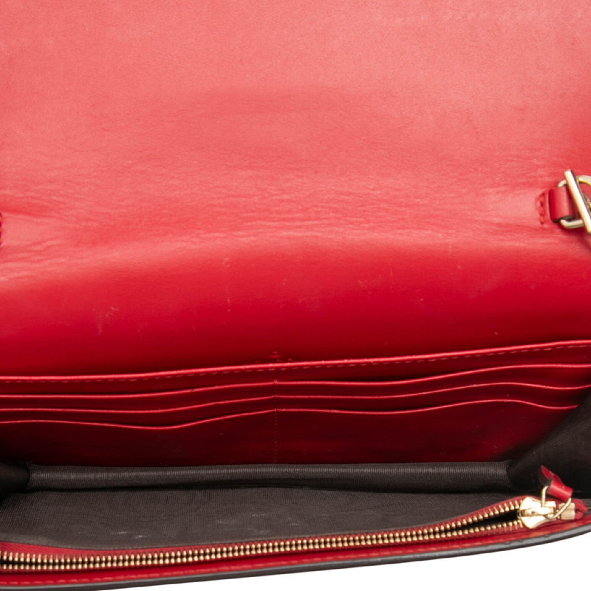 Gucci Guccissima Red Color Leather Shoulder Bag (Pre-Owned)