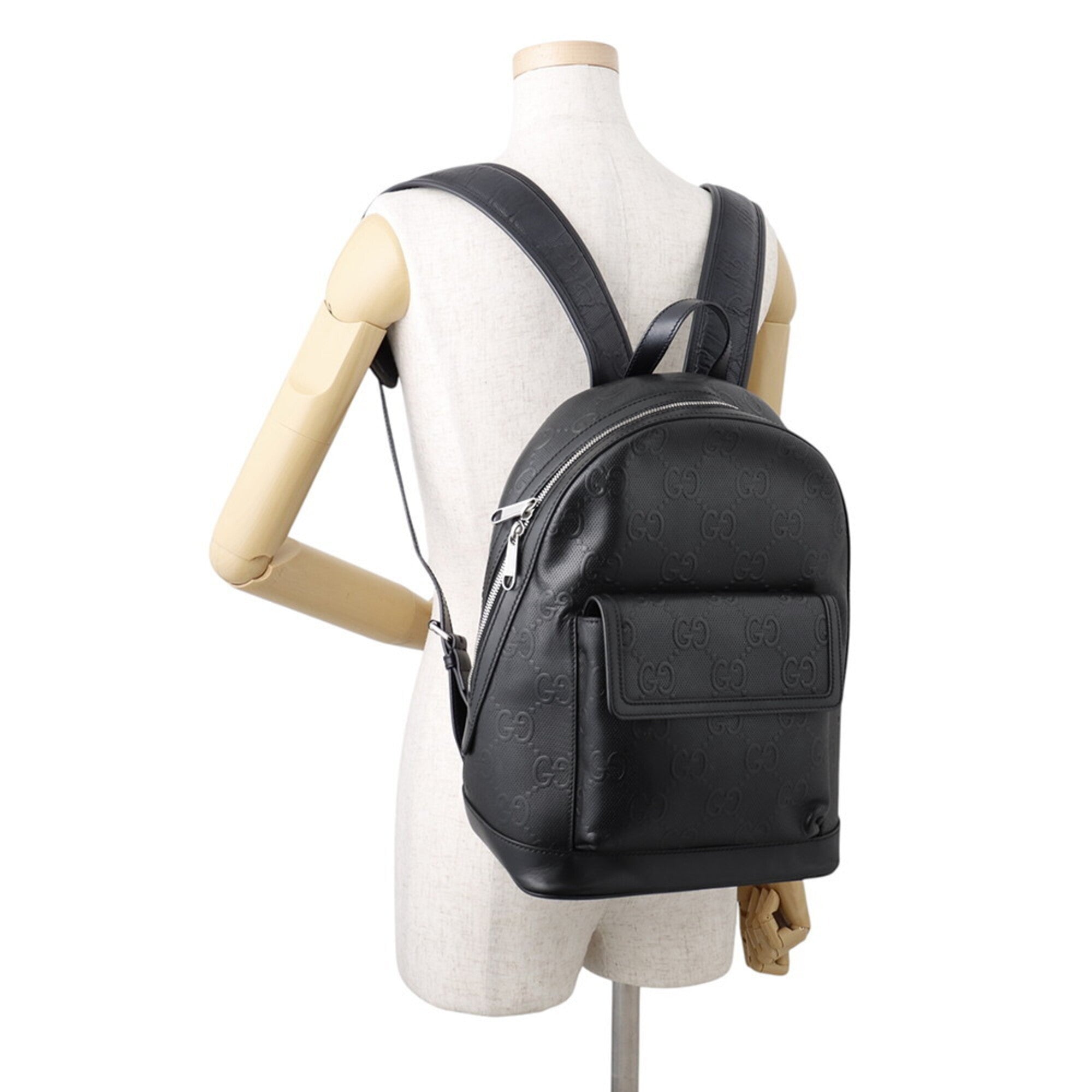 Gucci Black Embossed Leather Backpack (Pre-Owned)