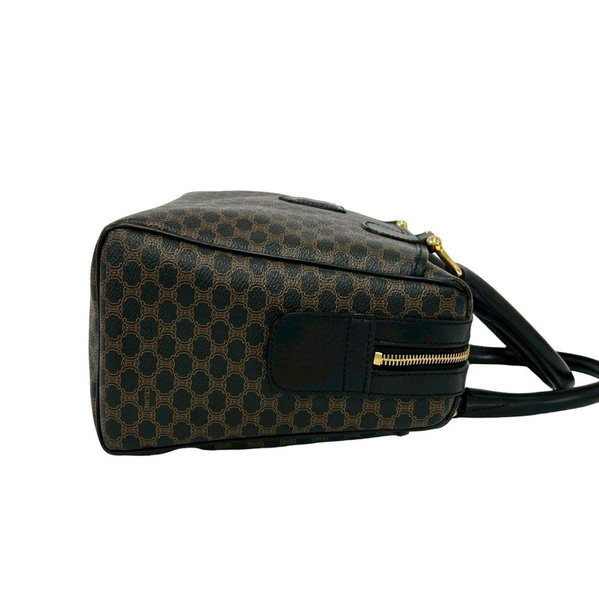 Celine Black Brown Pvc Leather Boston Bag Handbag (Pre-Owned)