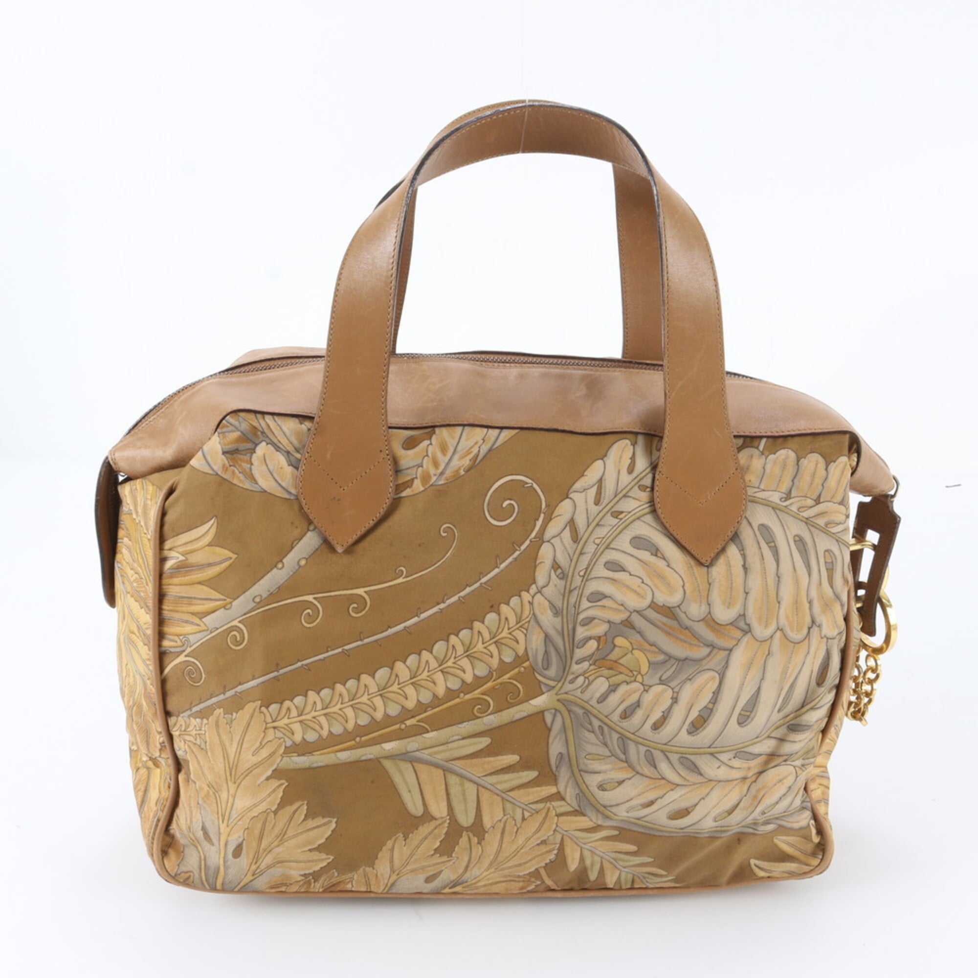 Salvatore Ferragamo Brown Leather Nylon Handbag Tote Bag (Pre-Owned)