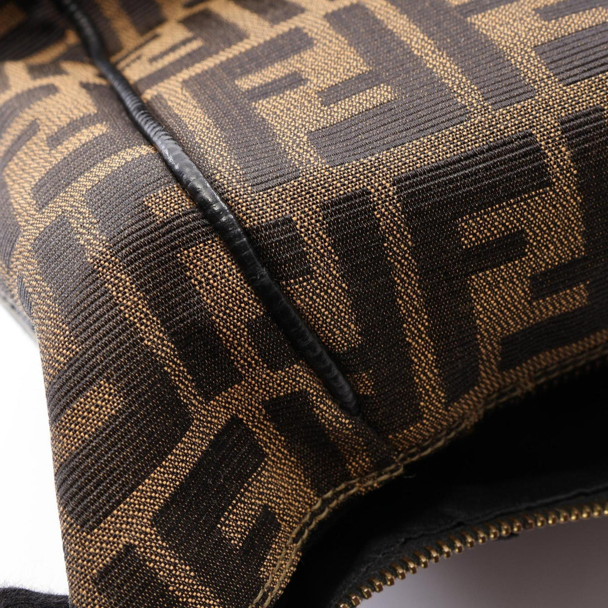 Fendi Black Brown Canvas Leather Handbag (Pre-Owned)