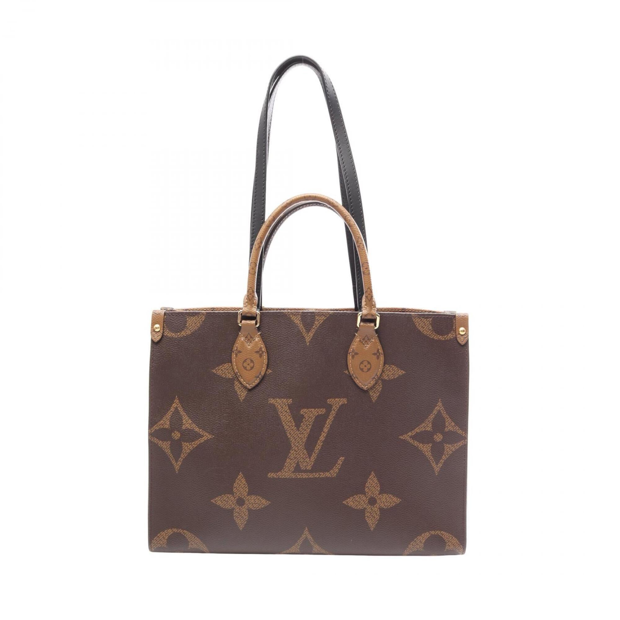 Louis Vuitton Beige Brown Coated Canvas Leather Handbag Tote Bag (Pre-Owned)