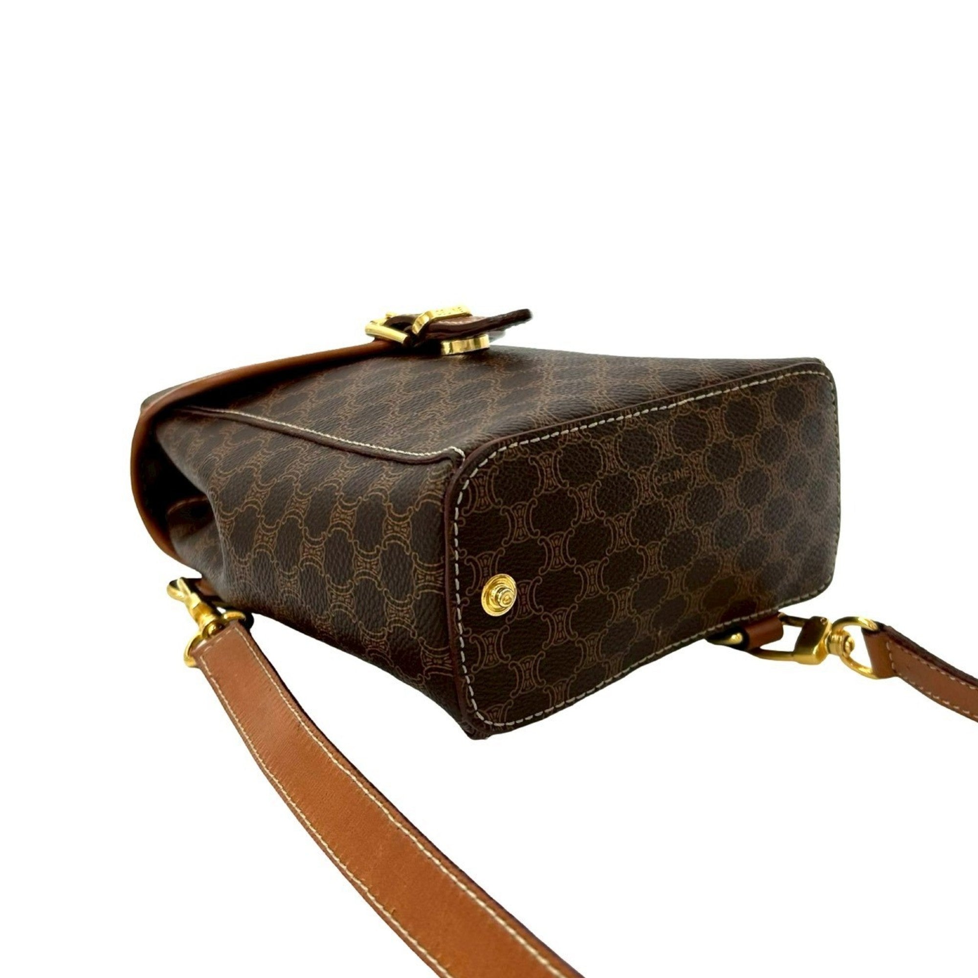 Celine Brown Leather Pvc Handbag Sling Bag (Pre-Owned)