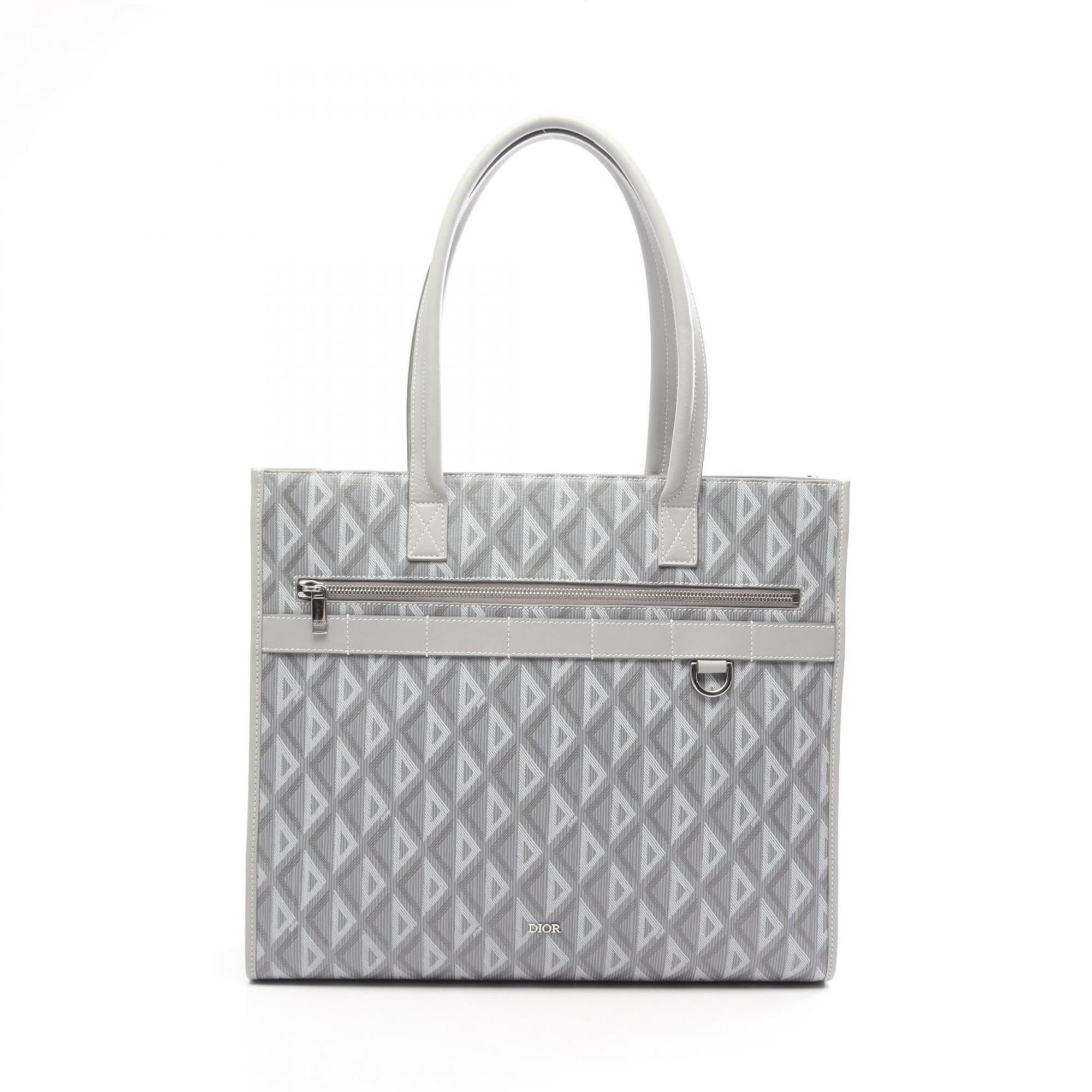 Christian Dior Gray Leather Handbag Tote Bag (Pre-Owned)