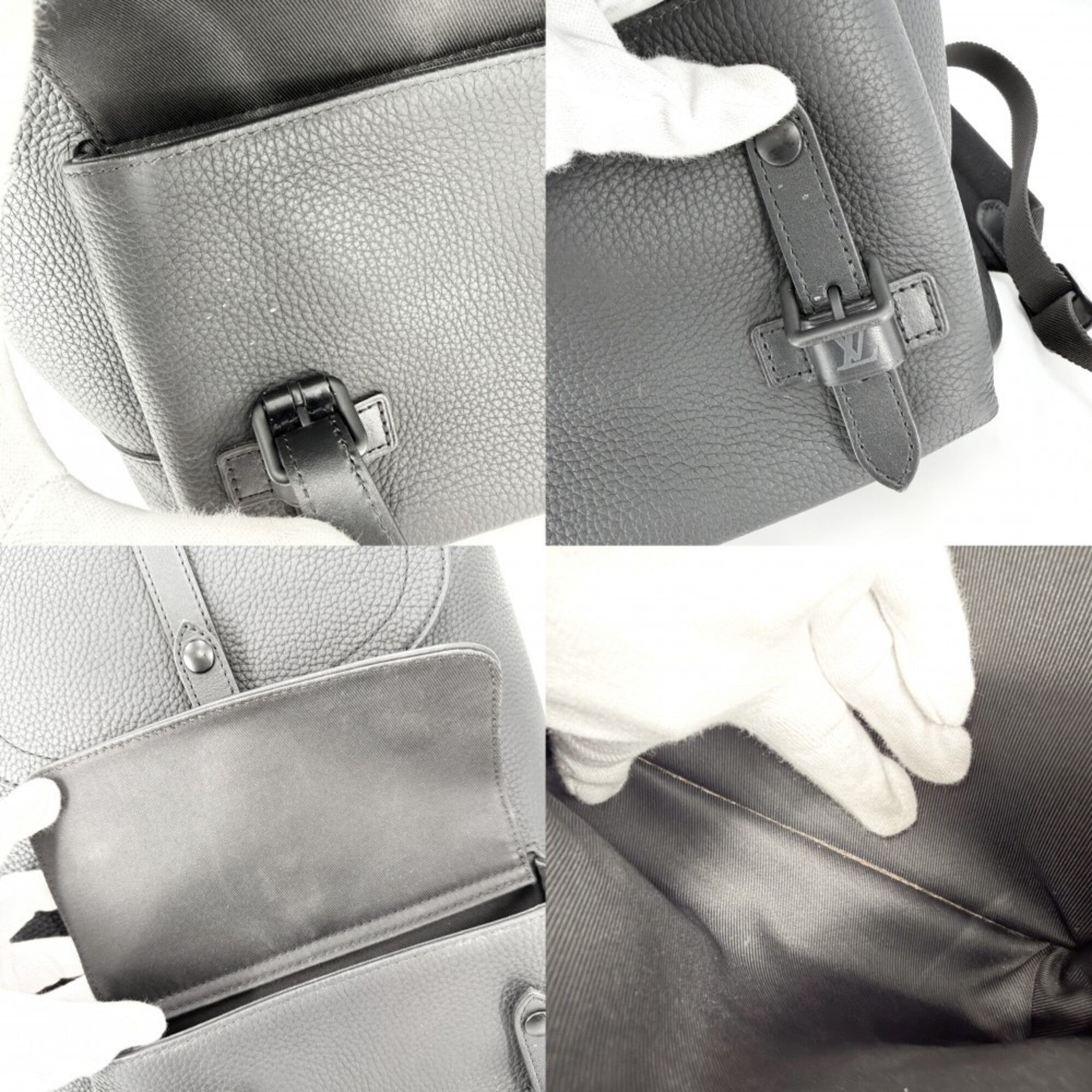 Louis Vuitton Black Leather Backpack (Pre-Owned)