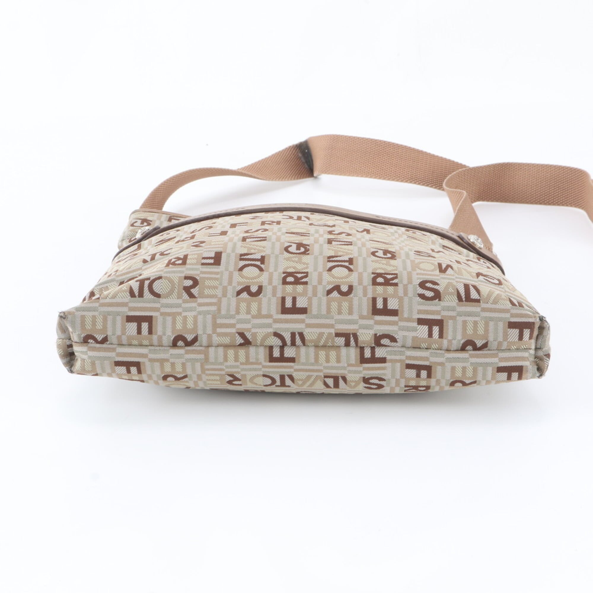 Salvatore Ferragamo Brown Leather Canvas Shoulder Bag (Pre-Owned)