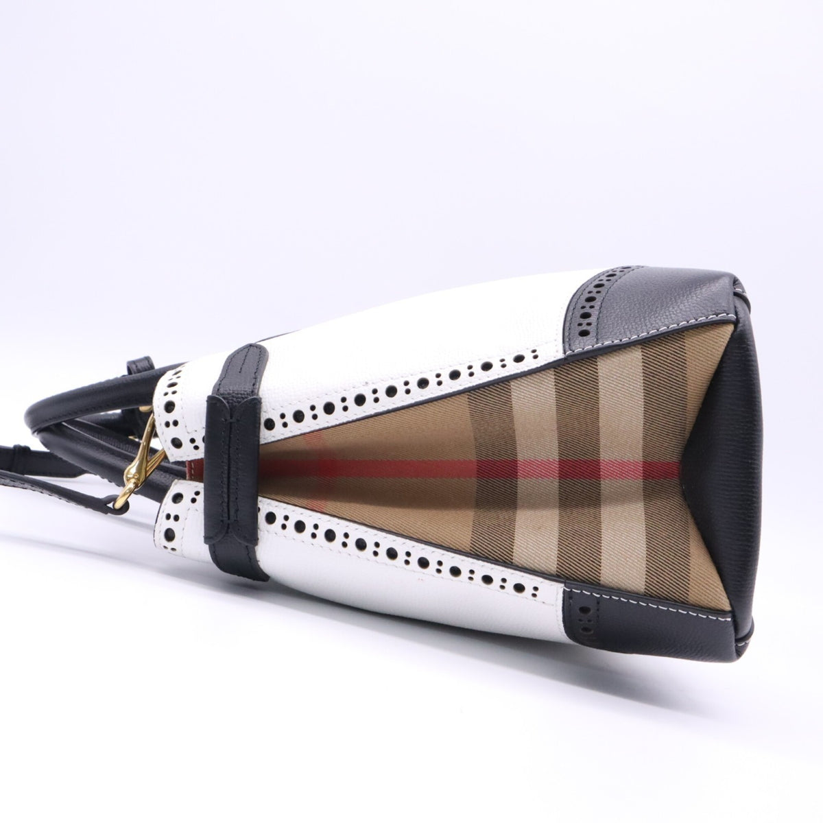 Burberry Black White Handbag Shoulder Bag (Pre-Owned)