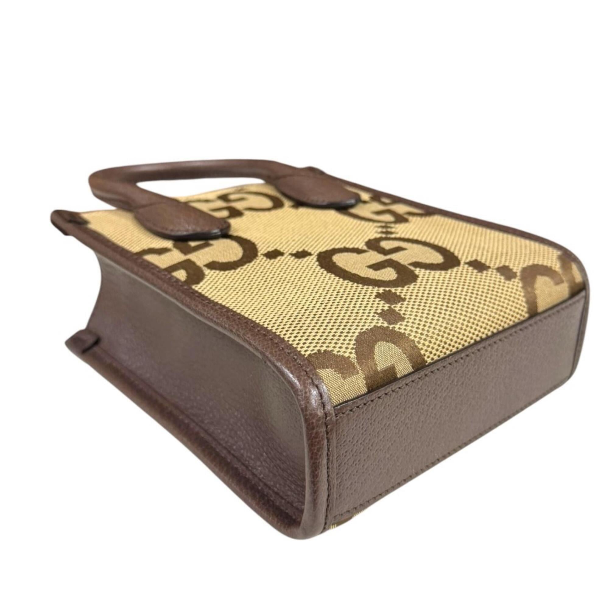 Gucci Gg Canvas Beige Brown Leather Canvas Shoulder Bag (Pre-Owned)