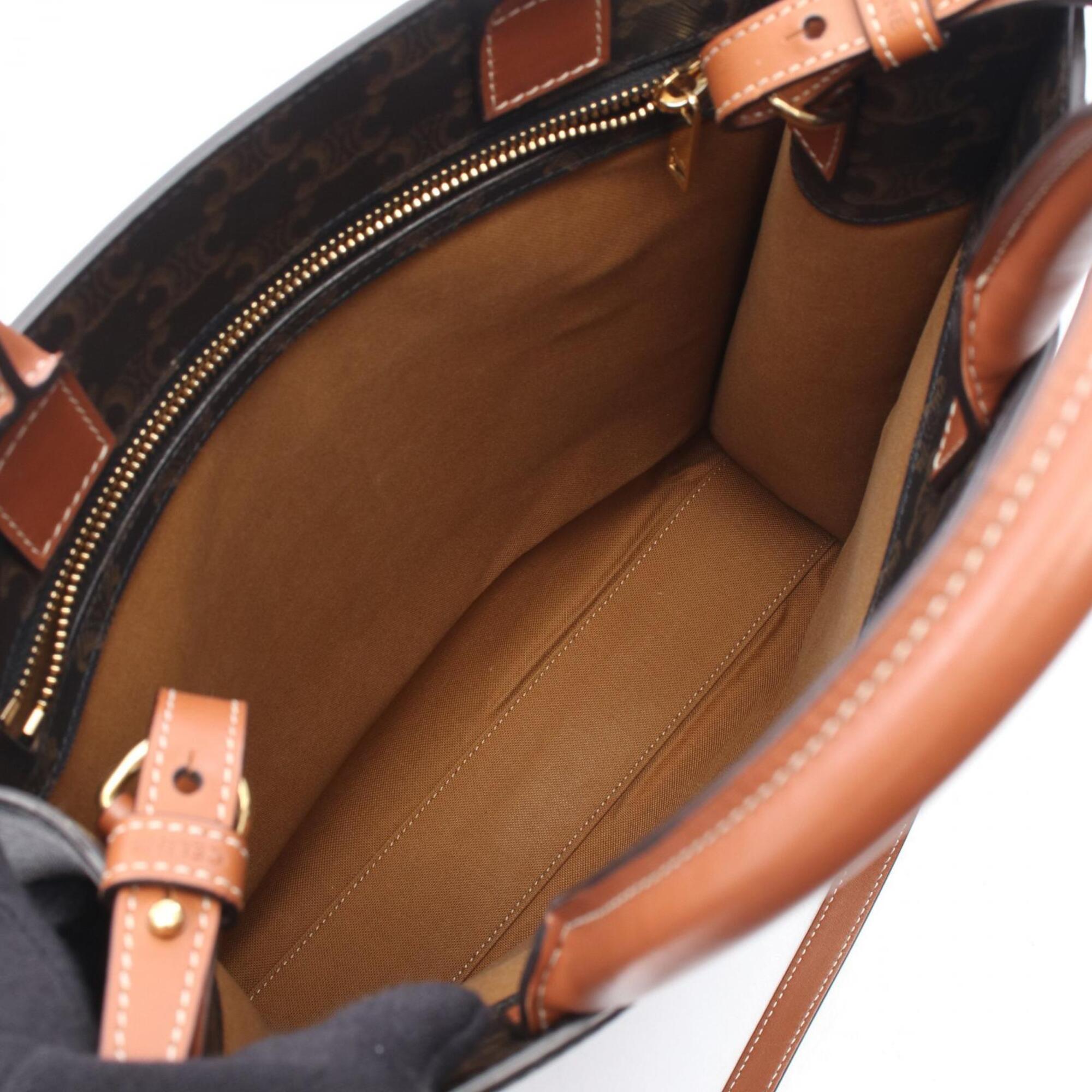 Celine Black Brown Coated Canvas Handbag Tote Bag (Pre-Owned)