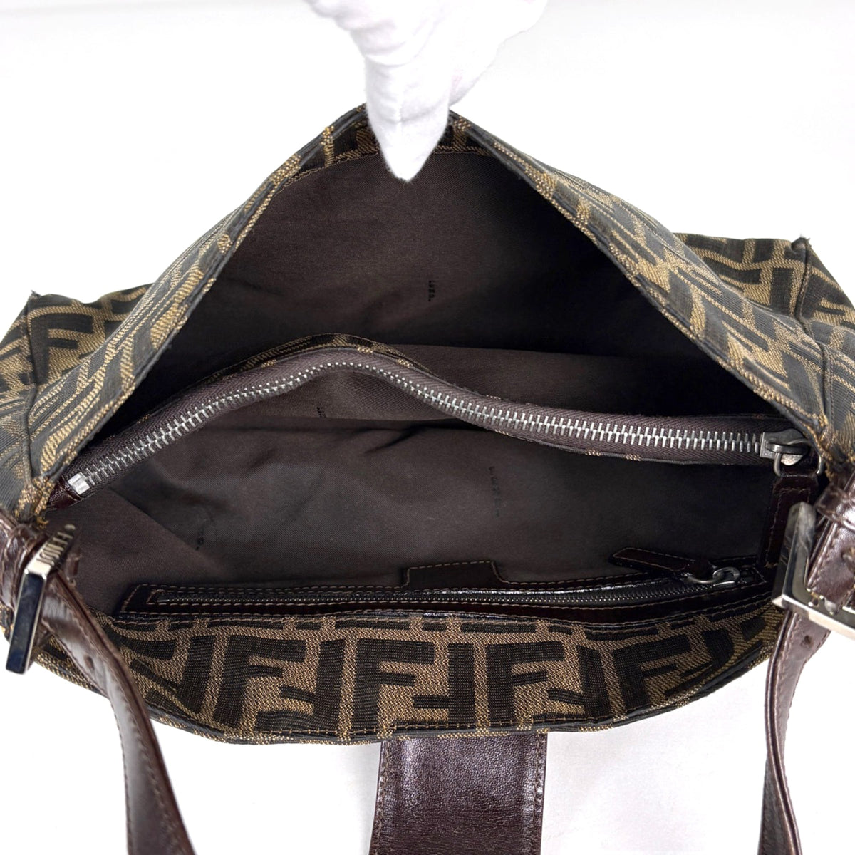 Fendi Brown Canvas Leather Shoulder Bag (Pre-Owned)