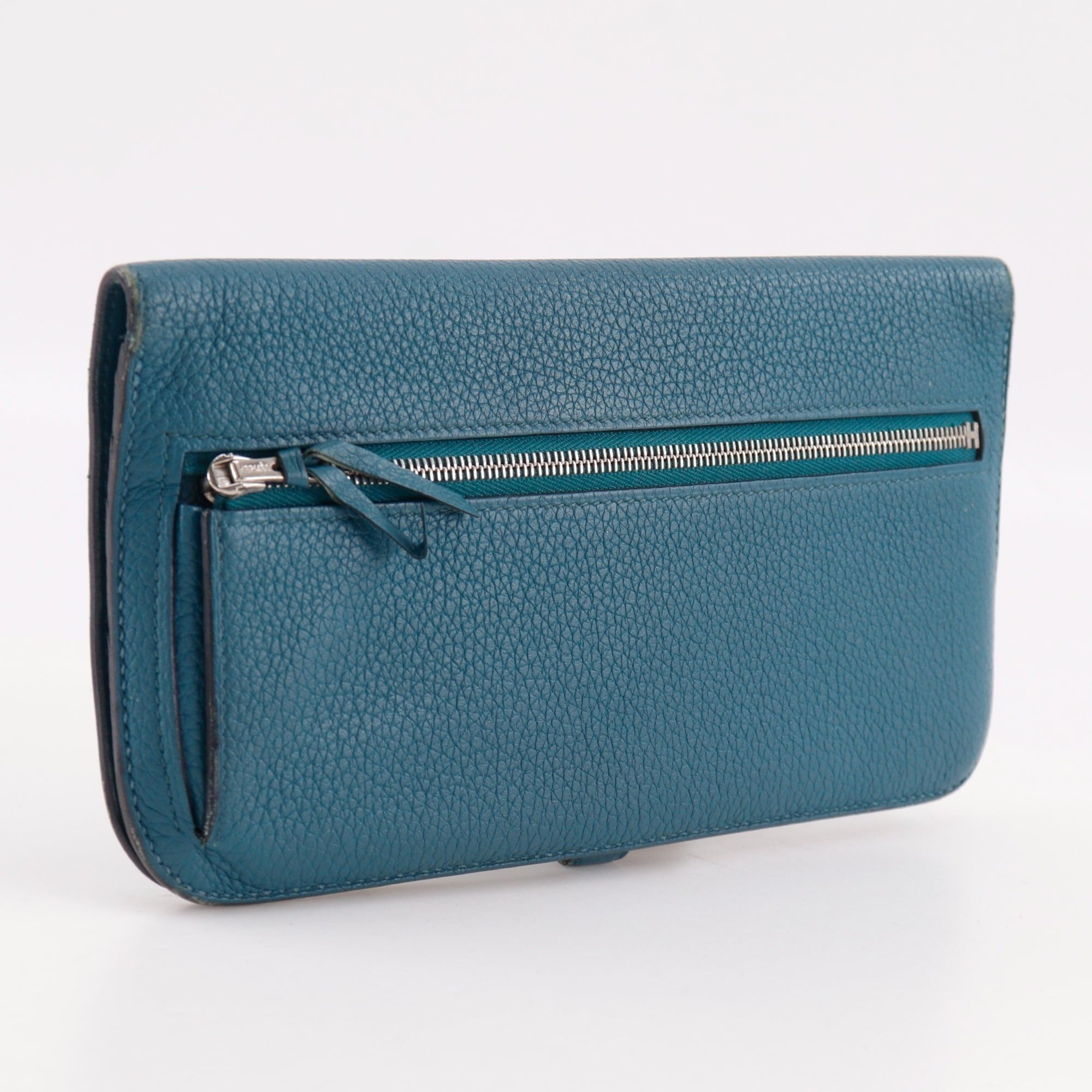 Hermes Dogon Blue Taurillon Clemence Leather Long Wallet (Bi-Fold) (Pre-Owned)