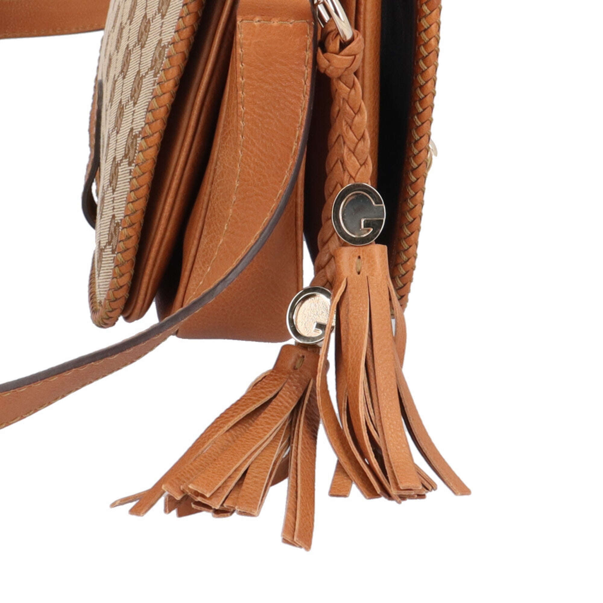 Gucci Gg Canvas Beige Beige Brown Gg Canvas Shoulder Bag (Pre-Owned)