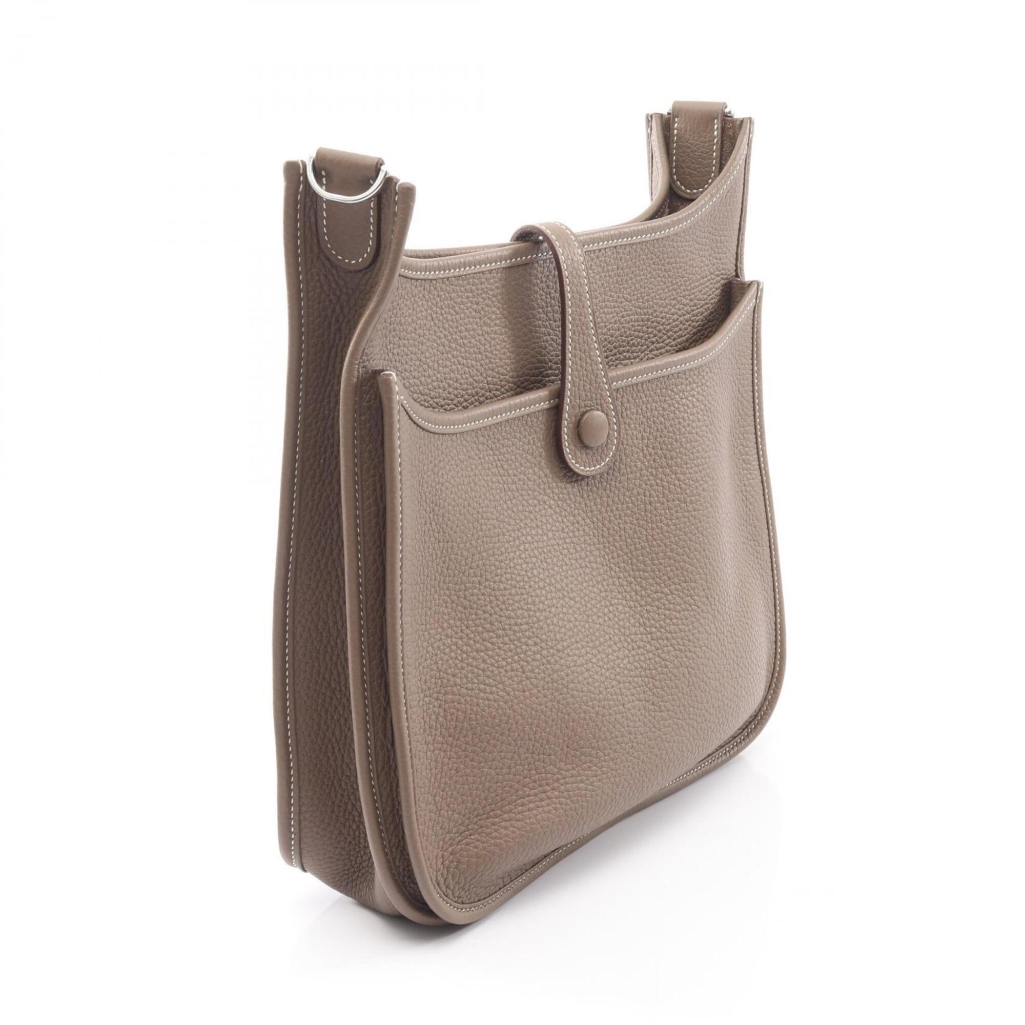 Hermes Gray Taurillon Clemence Leather Handbag Shoulder Bag (Pre-Owned)