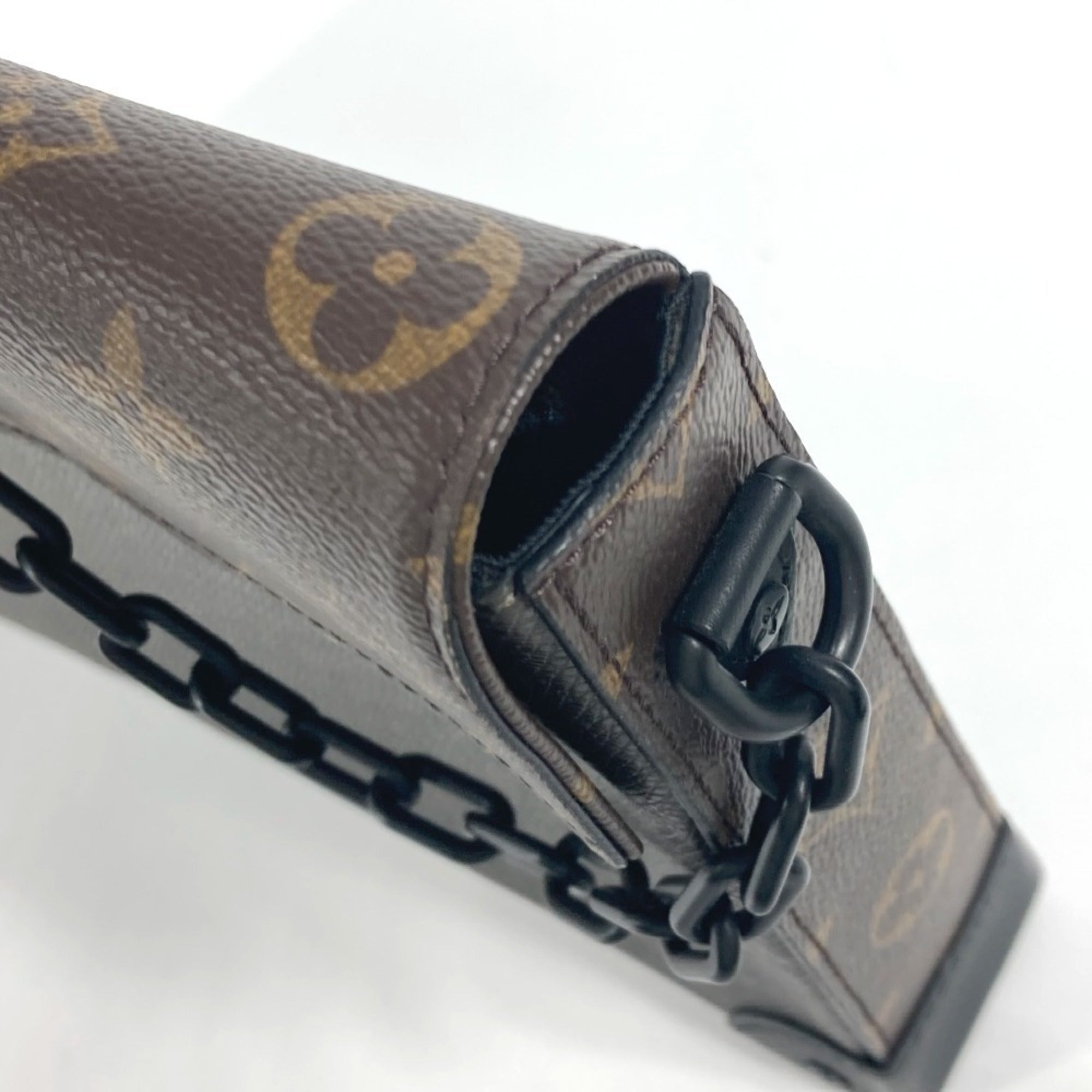 Louis Vuitton Brown Khaki Taiga Leather Leather Monogram Canvas Clutch Bag Pochette Pouch (Pre-Owned)