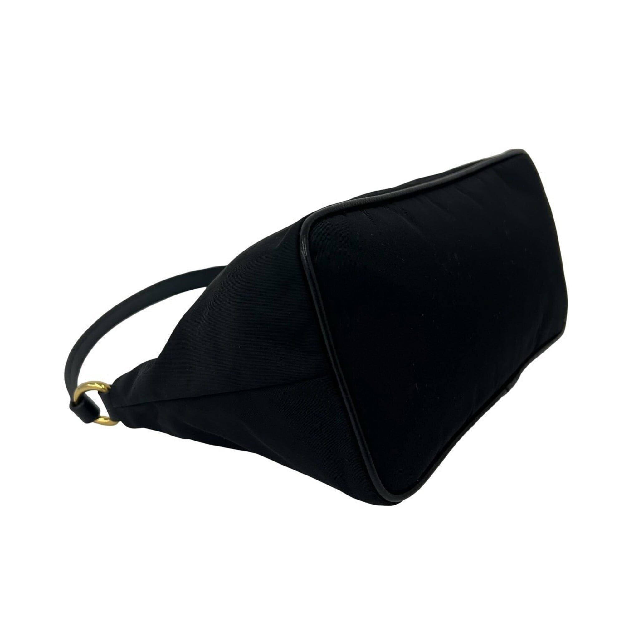 Prada Black Leather Nylon Handbag Pouch (Pre-Owned)