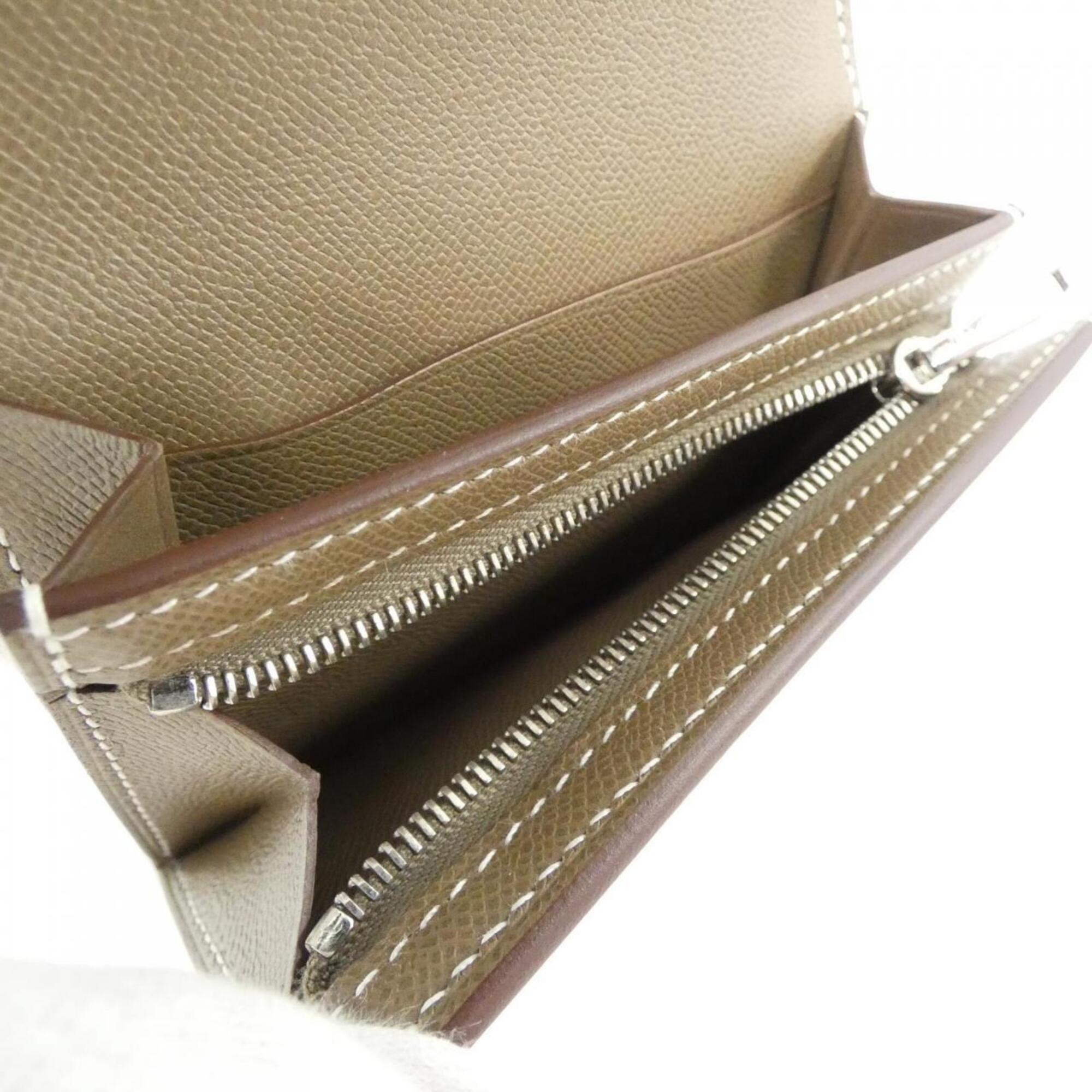 Hermes Kelly Etoupe Gray Leather Wallet (Bi-Fold) (Pre-Owned)