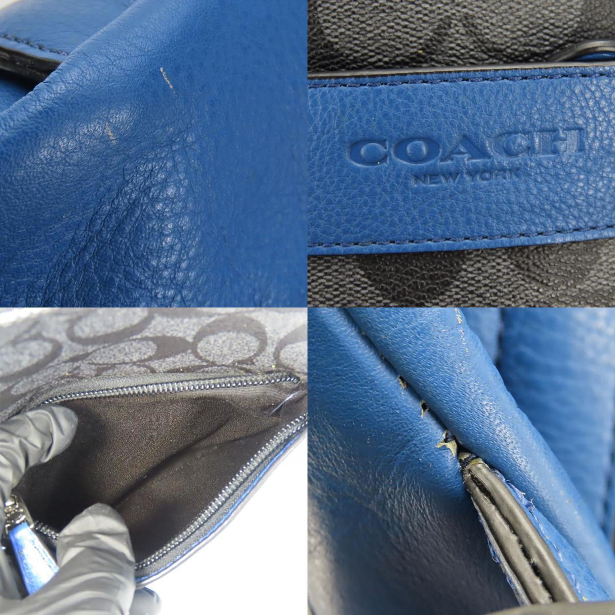 Coach Black Blue Leather Pvc Shoulder Bag Sling Bag (Pre-Owned)