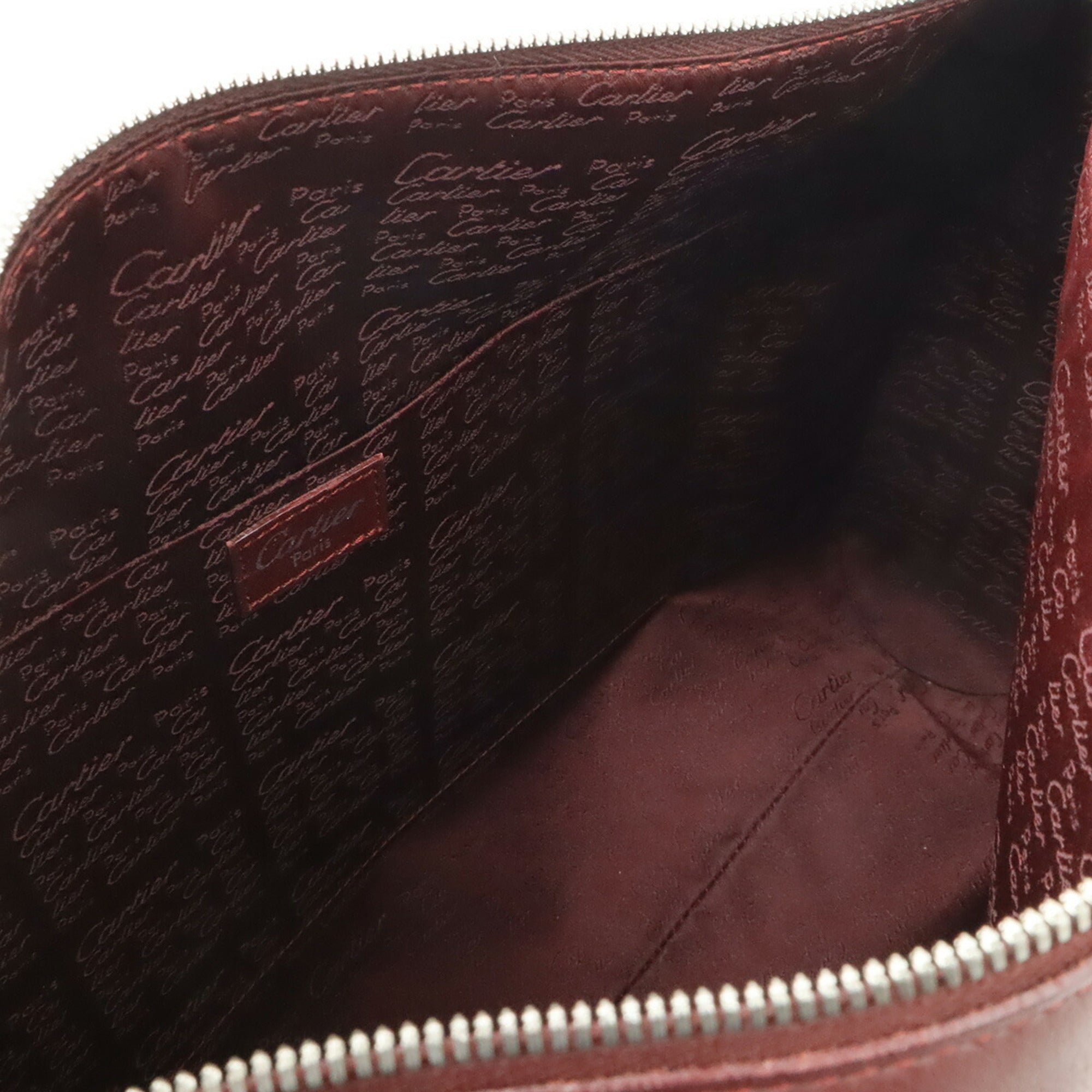 Cartier Bordeaux Red Color White Leather Shoulder Bag (Pre-Owned)