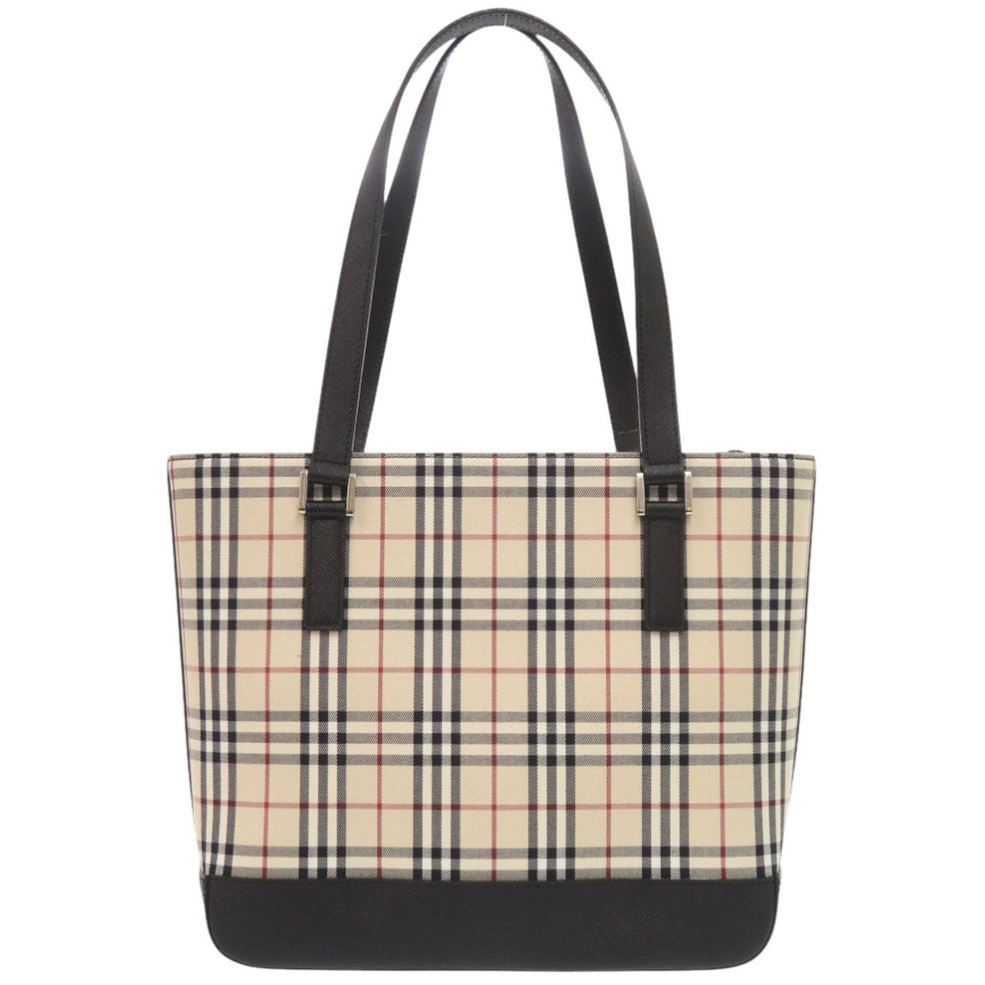 Burberry Beige Black Canvas Handbag (Pre-Owned)
