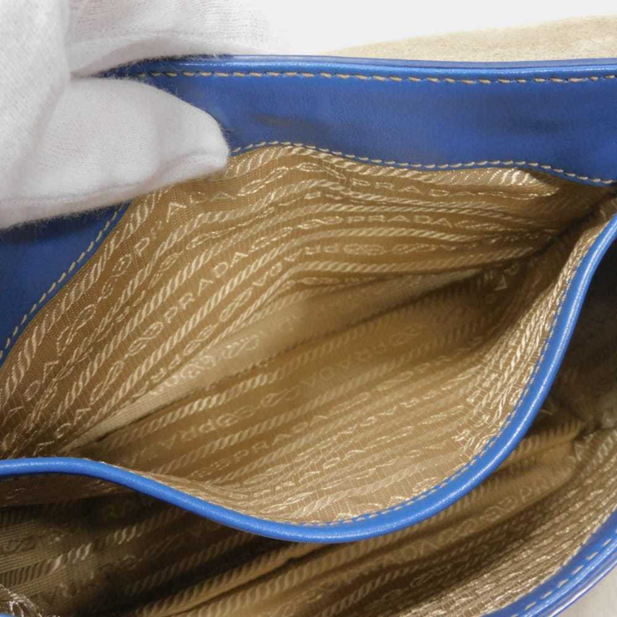 Prada Brown Canvas Leather Shoulder Bag (Pre-Owned)