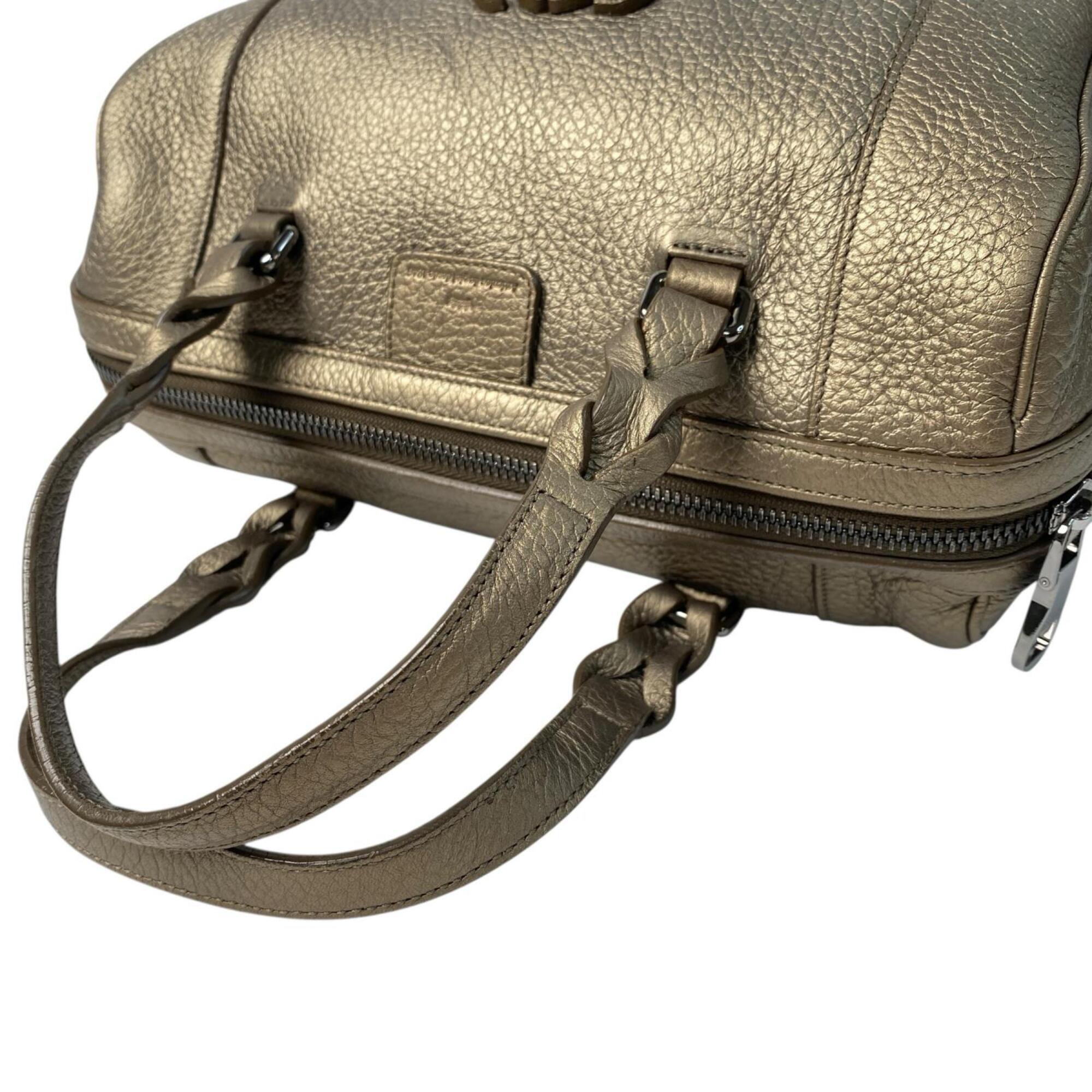 Loewe Gold Leather Boston Bag Handbag (Pre-Owned)