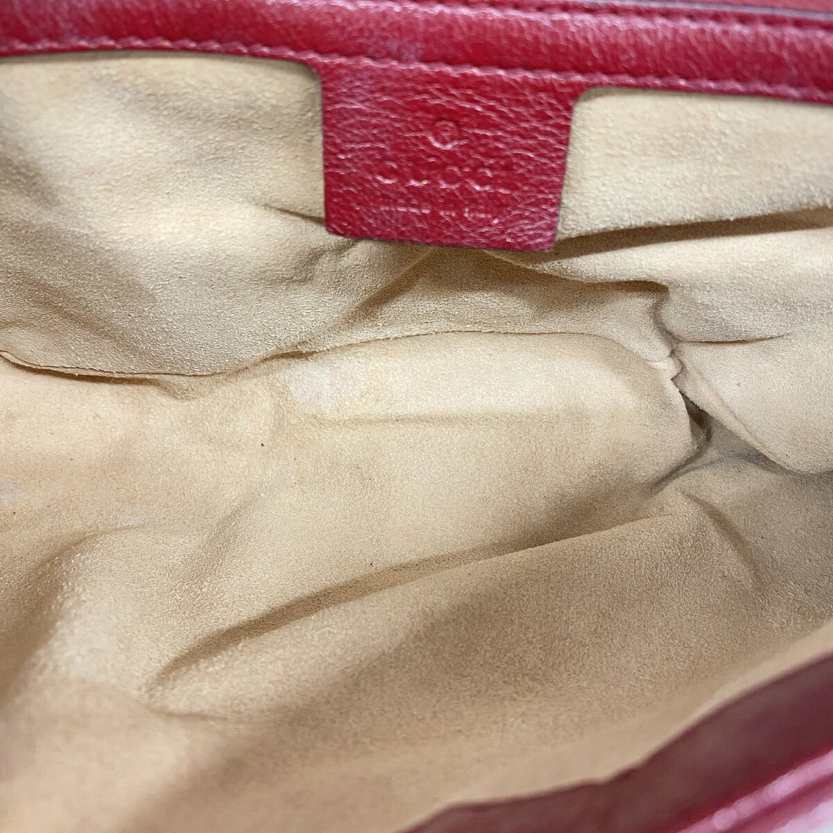 Gucci Beige Red Color Canvas Leather Shoulder Bag (Pre-Owned)