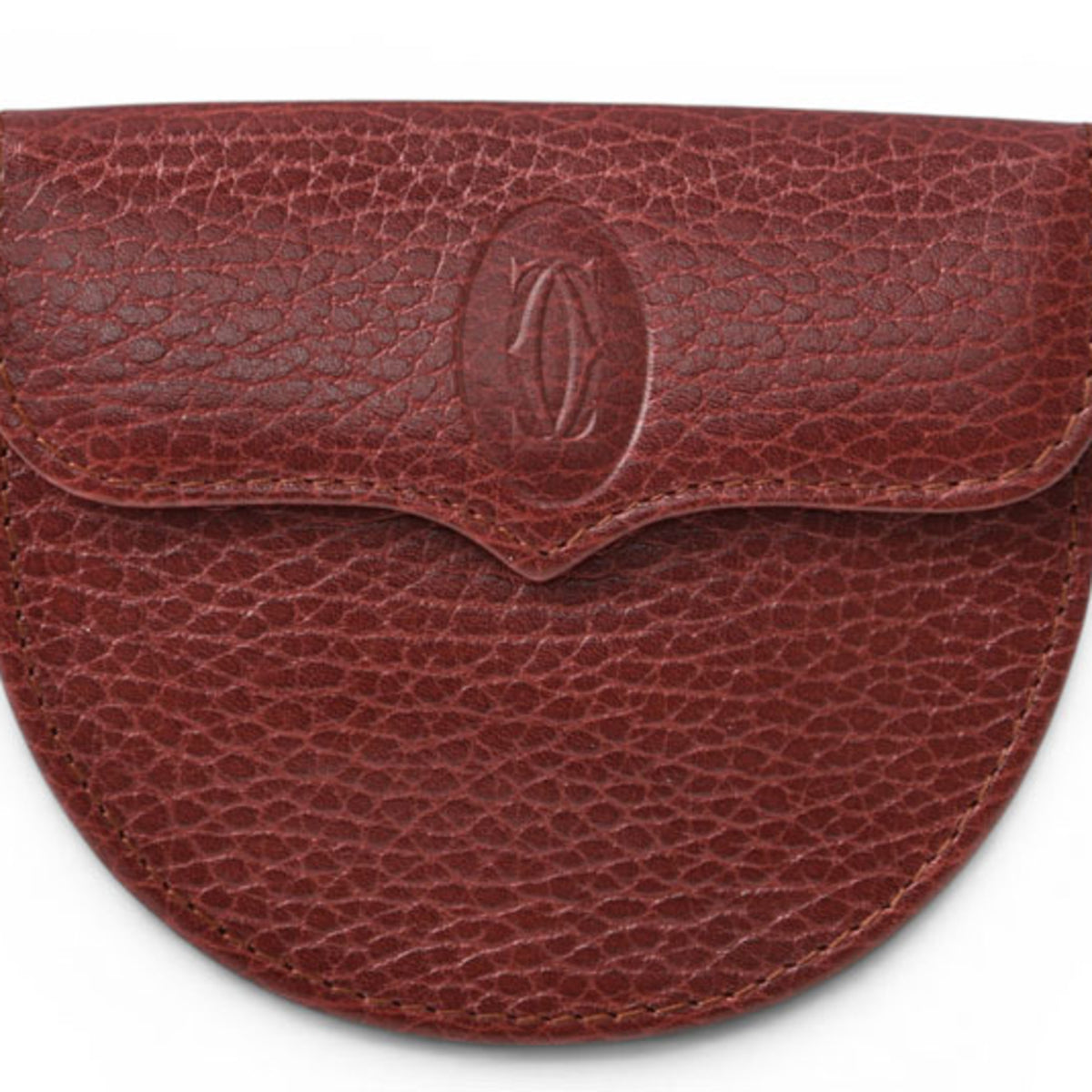 Cartier Bordeaux Leather Coin Purse/Coin Case (Pre-Owned)