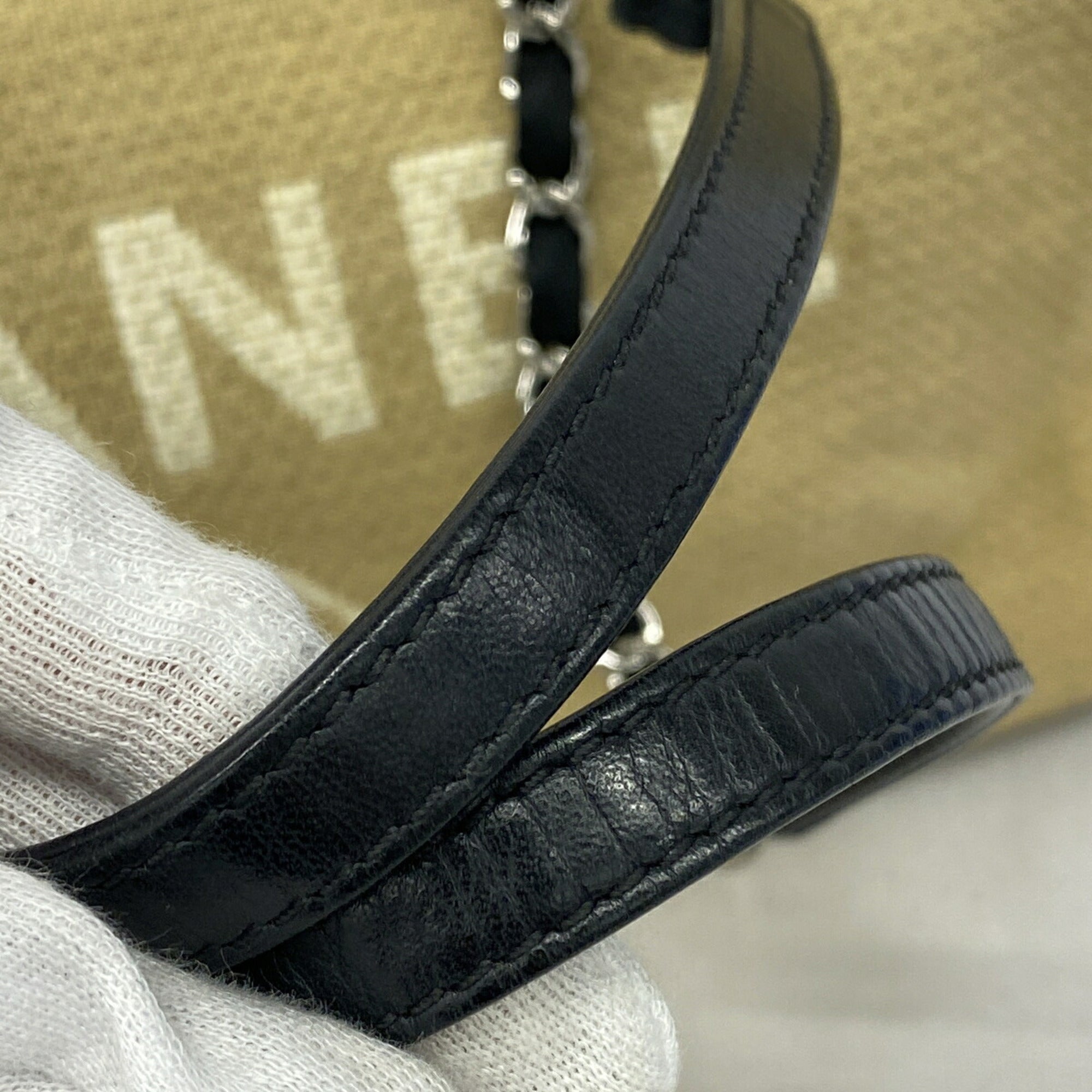 Chanel Beige Black Canvas Tote Bag (Pre-Owned)