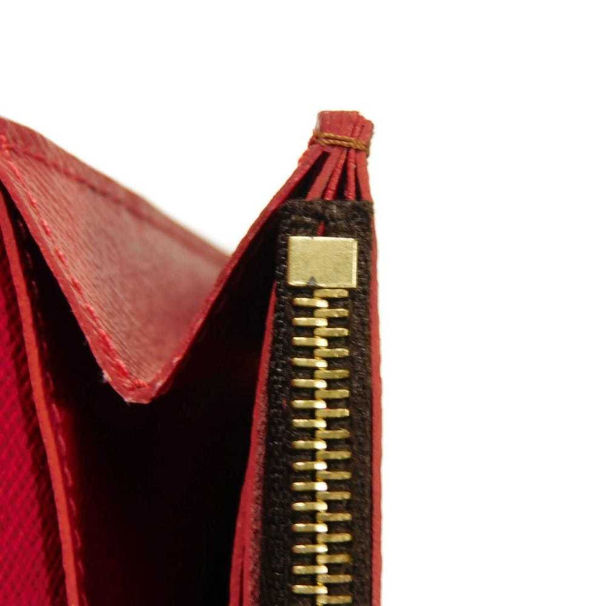 Louis Vuitton Brown Cerise Damier Canvas Ebene Red Color Damier Canvas Long Wallet (Bi-Fold) (Pre-Owned)