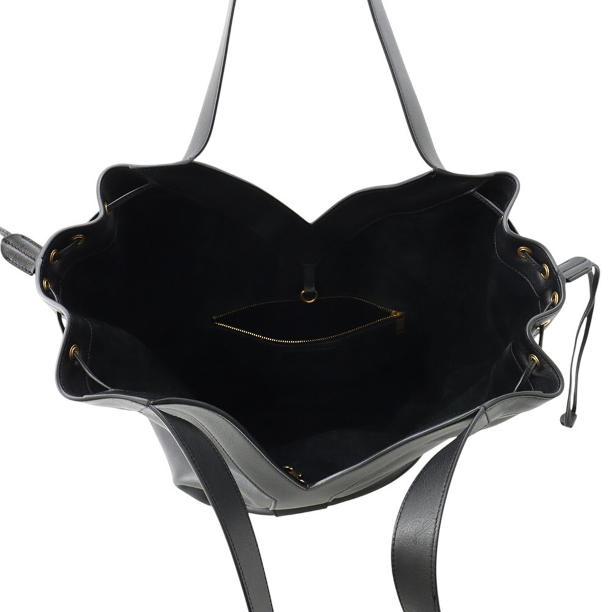Yves Saint Laurent Black Leather Handbag Tote Bag (Pre-Owned)