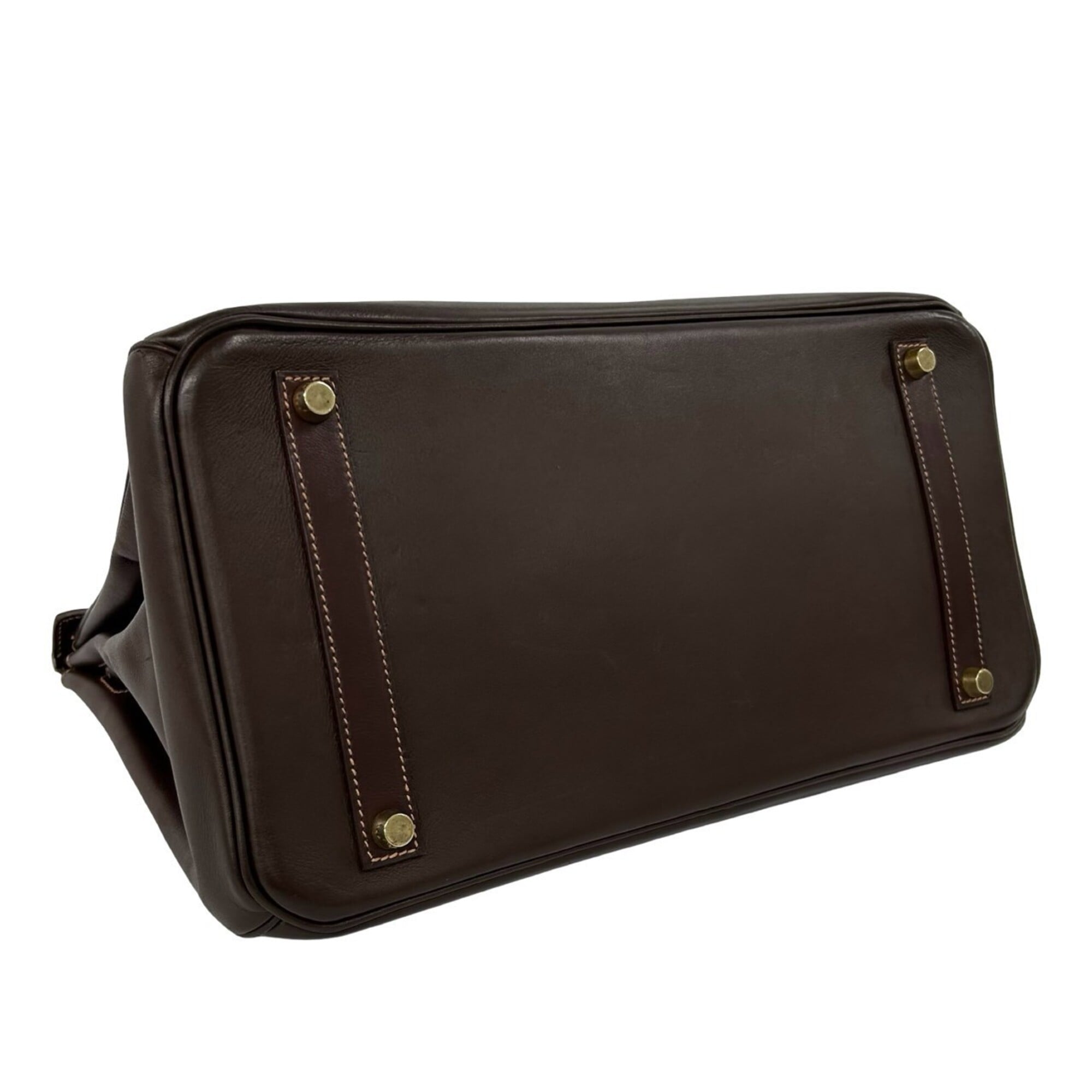 Hermes Brown Gulliver Leather Handbag Tote Bag (Pre-Owned)