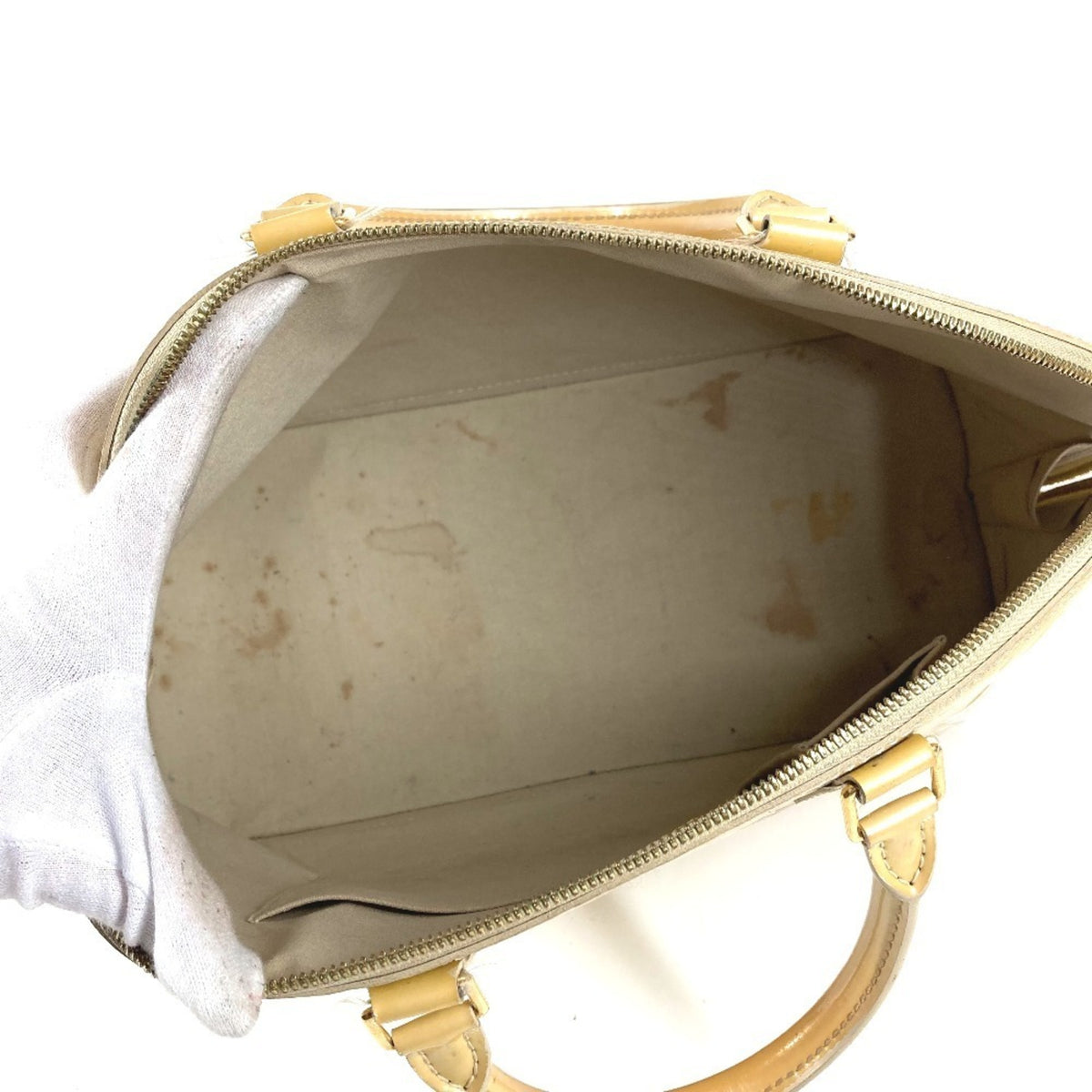 Louis Vuitton Beige Blanc Corail Galle Monogram Vernis Handbag Tote Bag (Pre-Owned)