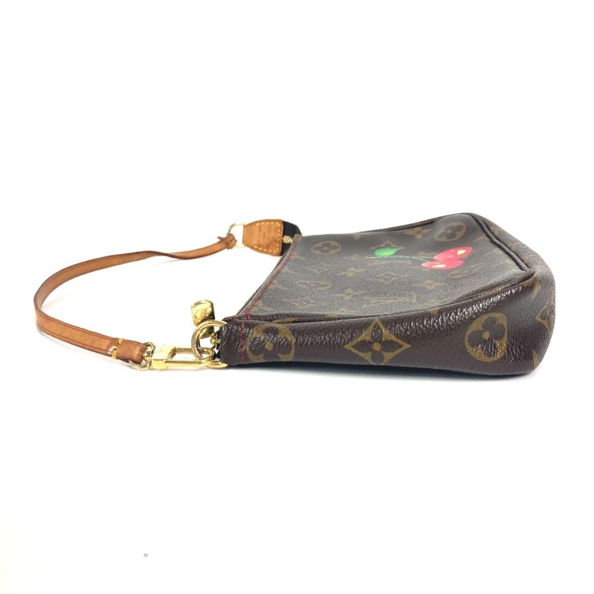 Louis Vuitton Monogram Brown Monogram Cherry Red Color Pochette Pouch (Pre-Owned)