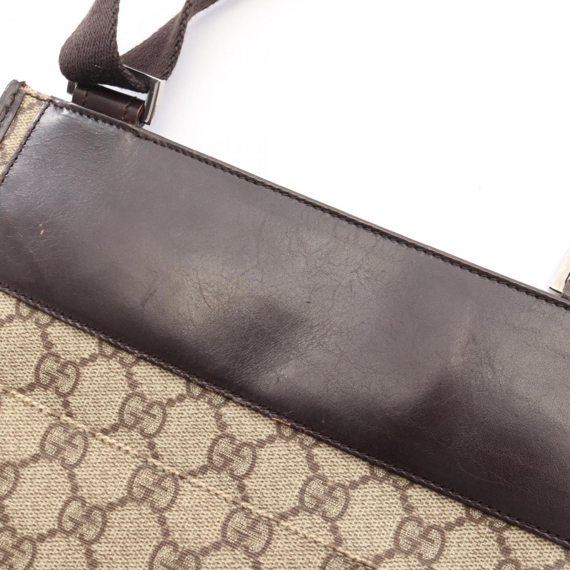 Gucci Beige Brown Pvc Coated Canvas Leather Shoulder Bag (Pre-Owned)
